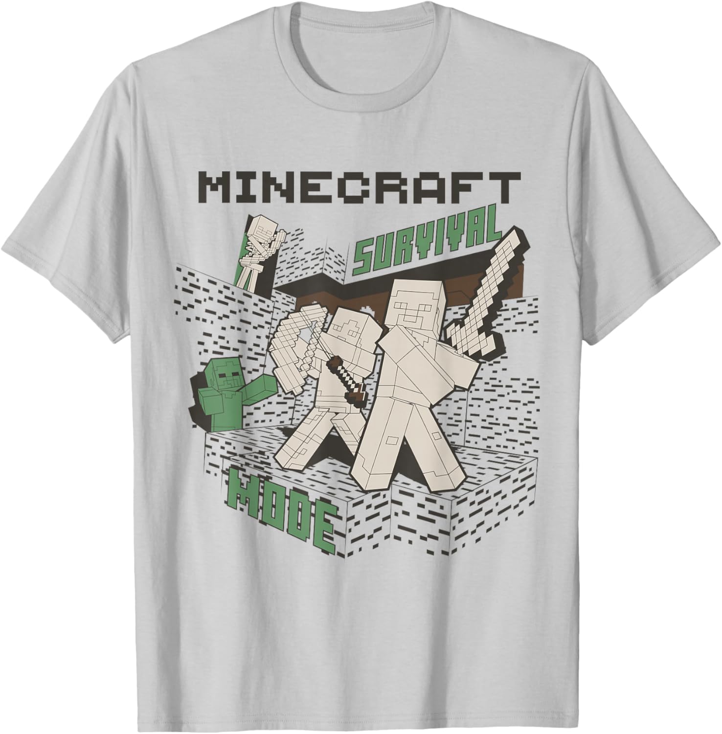 Minecraft Survival Mode Action Pose Scene T-Shirt for Gamers - 2