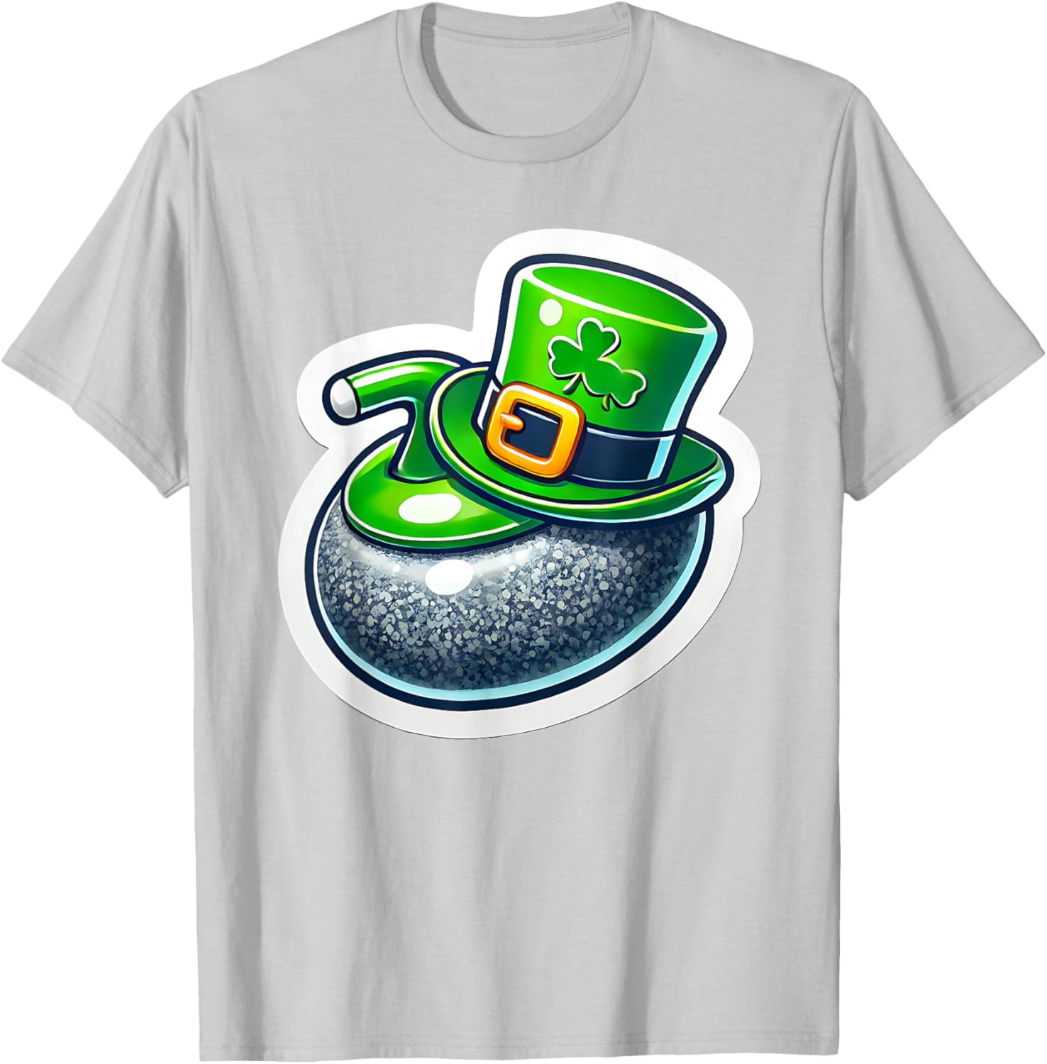 St. Patrick's Day Curling Stone Hat Irish Spirit Funny T-Shirt for Fun - 8