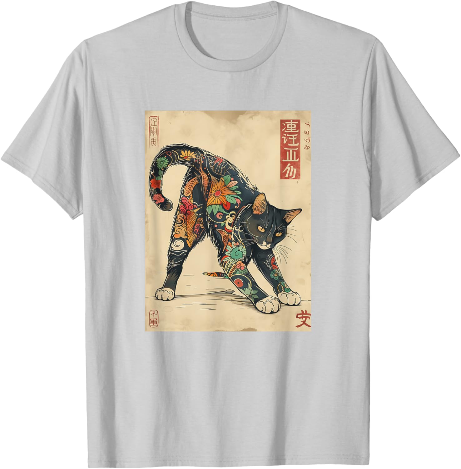 Unique Cat Japanese Tattoo Art T-Shirt for Men, Women, and Kids - 8