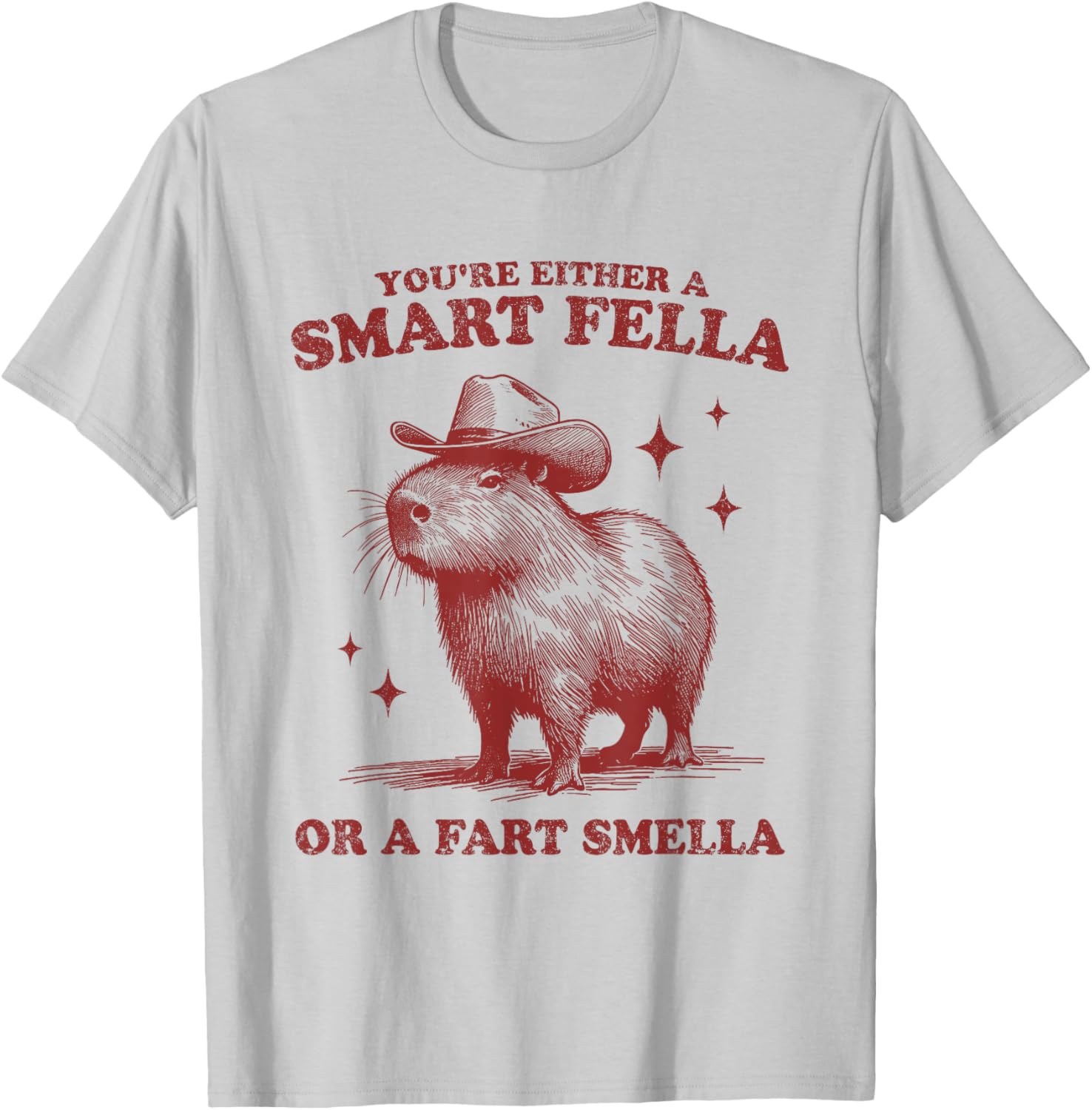Funny Capybara T-Shirt - You're Either Smart or a Fart Smella Tee - 10