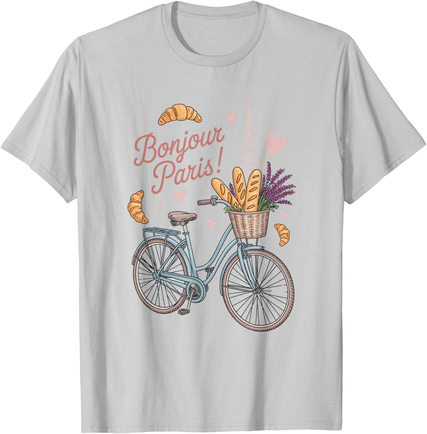 Cute Paris Eiffel Tower Bicycle T-Shirt for Travel Lovers - 4