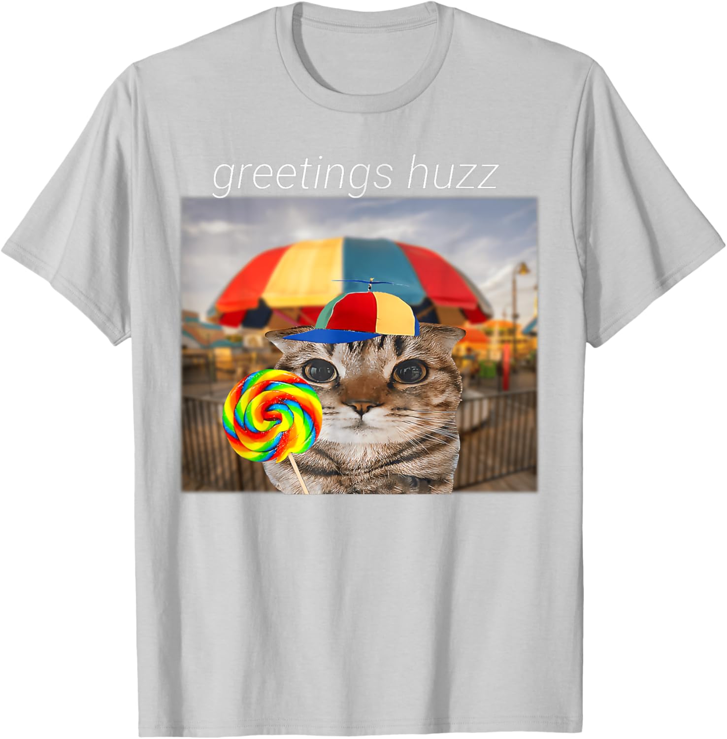 Funny Cat Huzz Meme T-Shirt for Men and Women - Cute Lollipop Design - 16