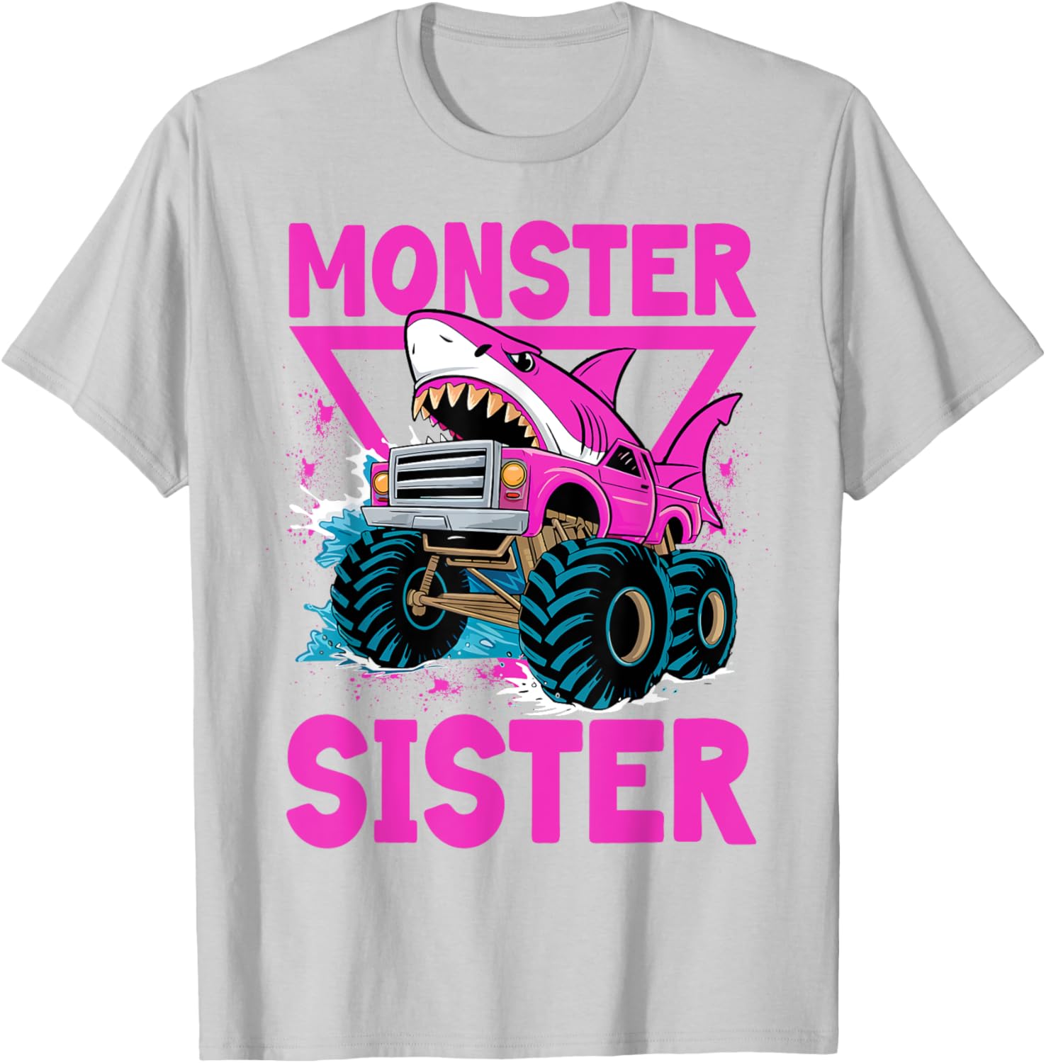 Pink Shark Monster Truck T-Shirt for Girls - Fun Sister Jam Shirt - 2