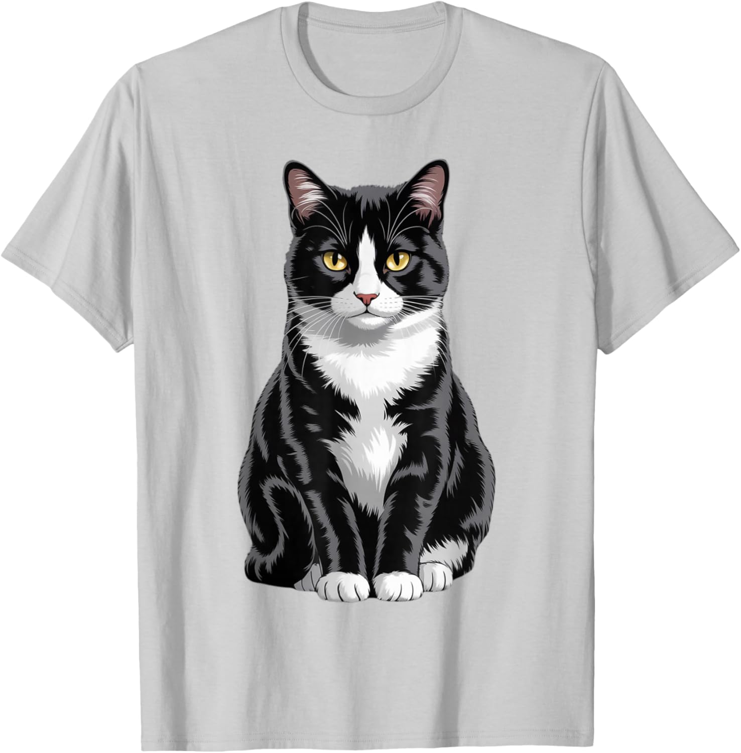 Majestic Tuxedo Cat Art T-Shirt for Cat Lovers - Unisex Kids and Adults - 14