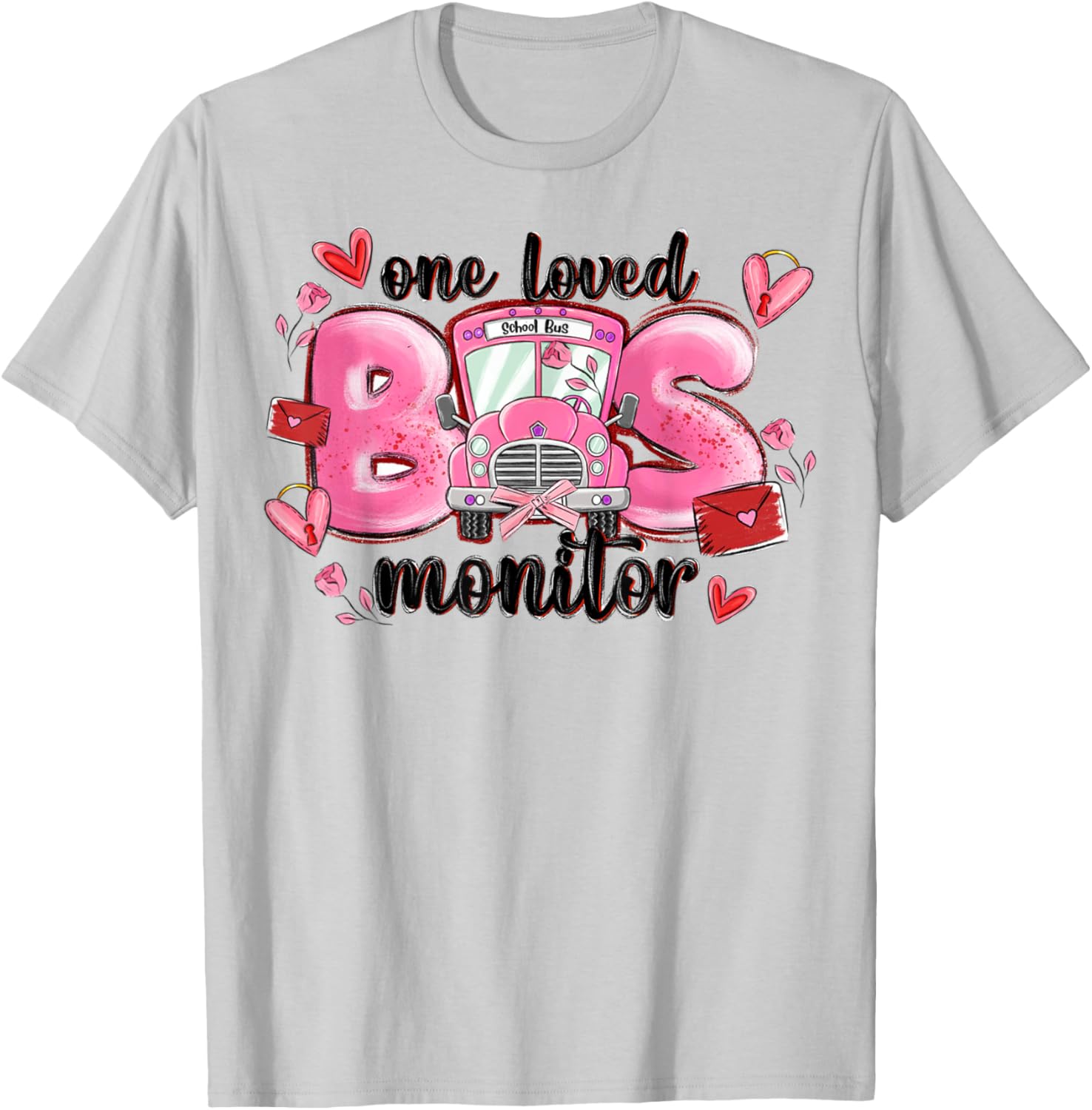 One Loved Bus Monitor Valentine's Day T-Shirt for Kids Gift - 5