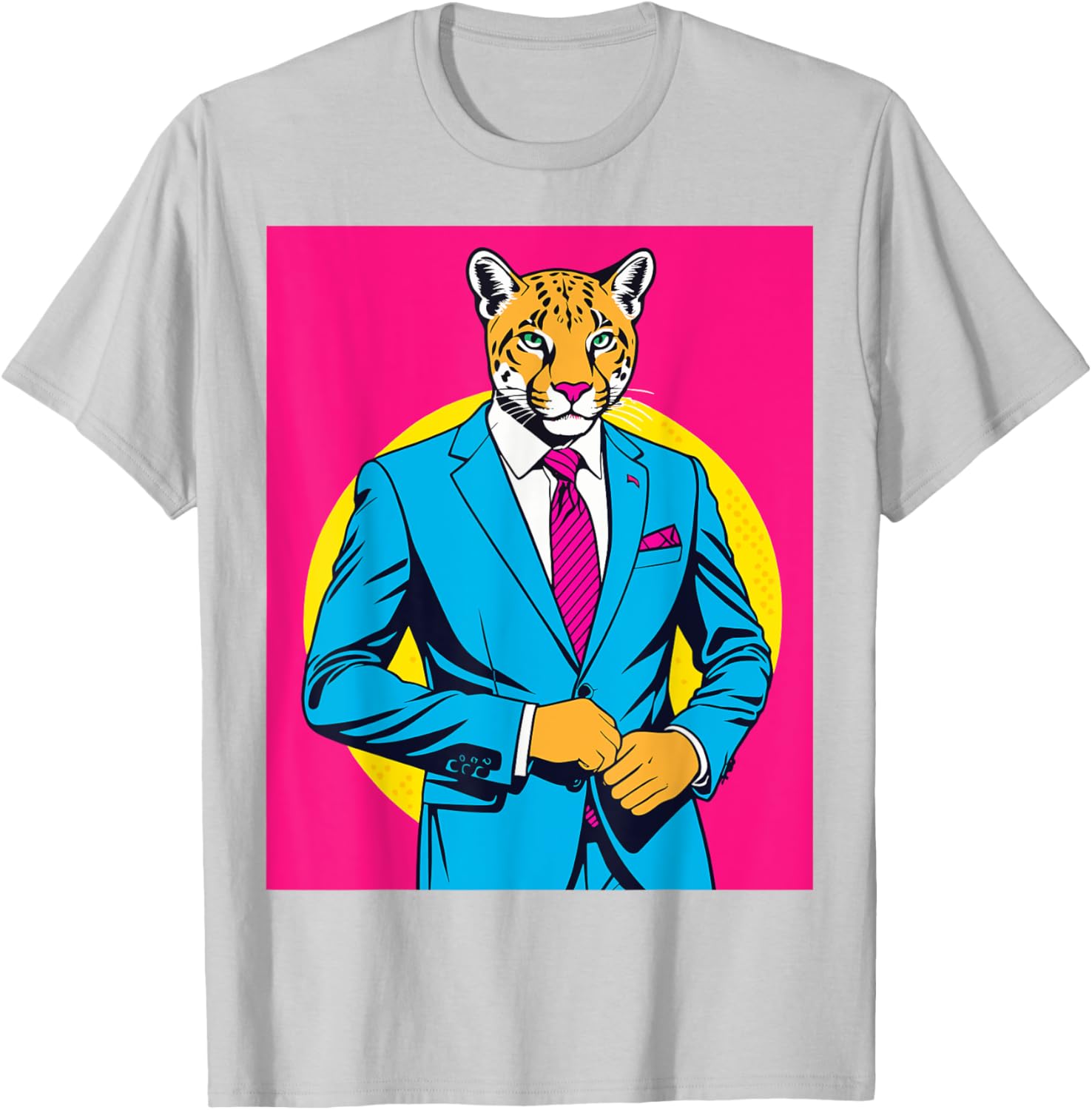 Pop Art Puma in Business Suit T-Shirt for Stylish Animal Lovers - 6
