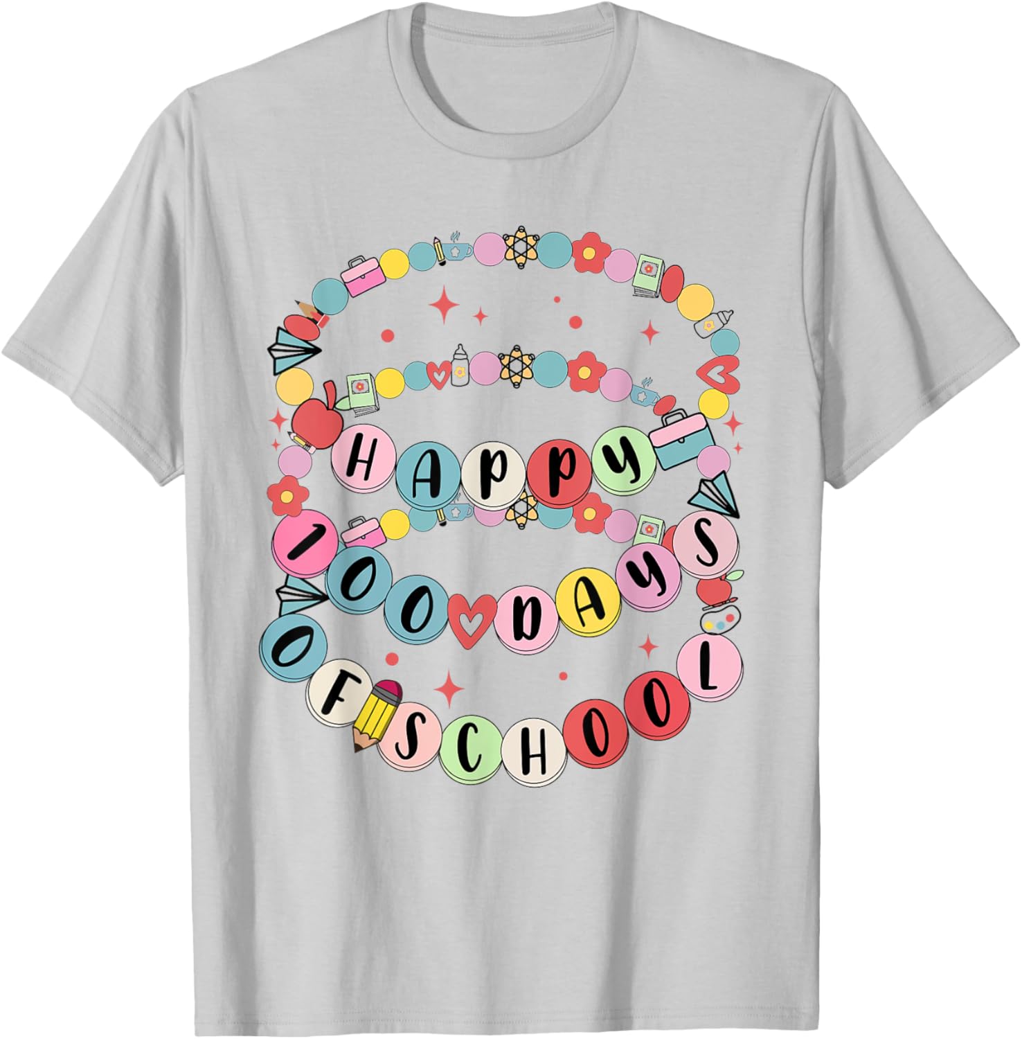 Cute Little Girl 100 Days Of School Friendship Bracelet T-Shirt - 14