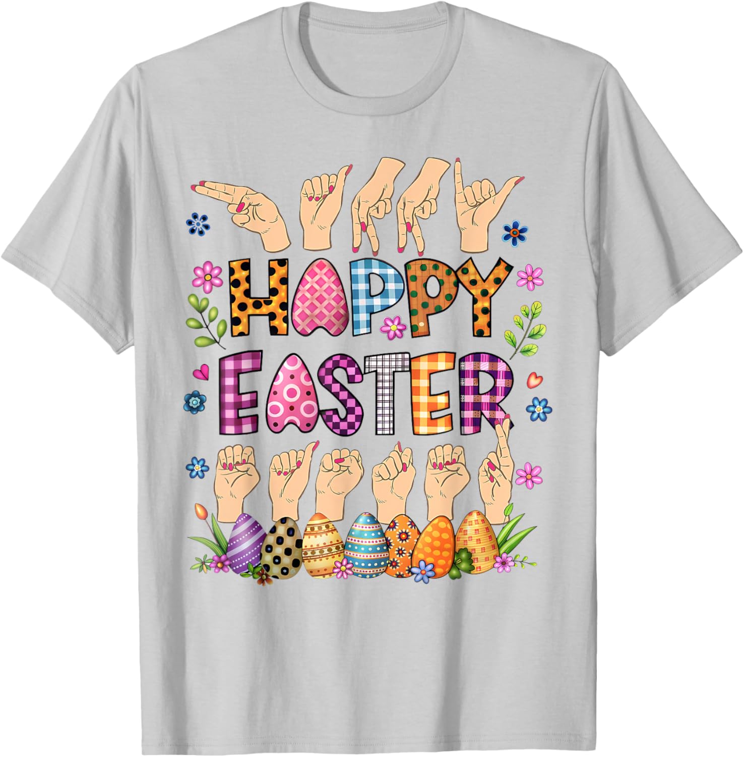 Happy Easter Eggs ASL Teacher T-Shirt for Fun Celebrations - 8