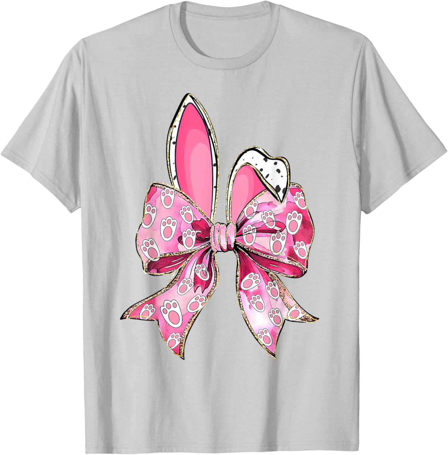 Happy Easter Bunny Coquette Bow Ears T-Shirt for Girls and Women - 19