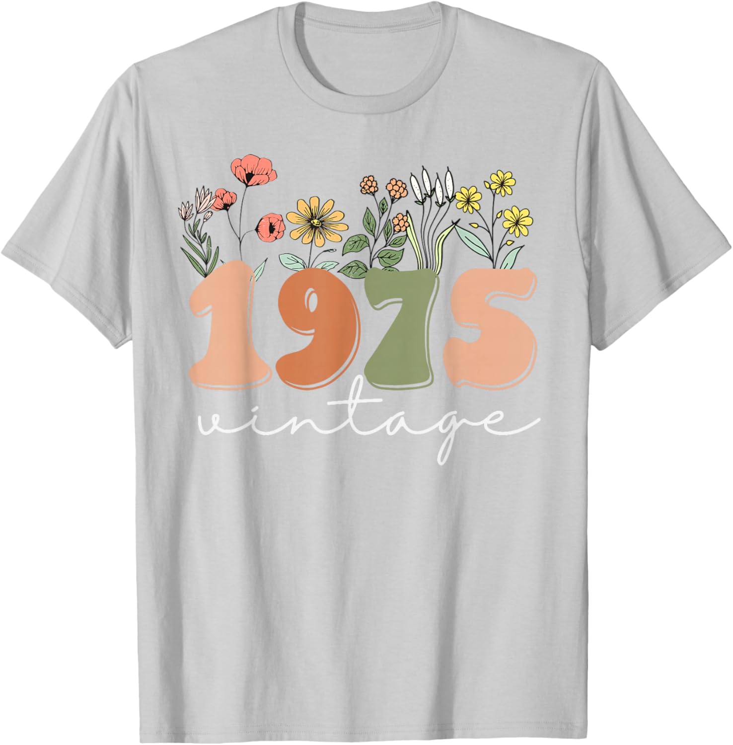 Vintage 1975 50th Birthday Wildflower T-Shirt for Women - 7