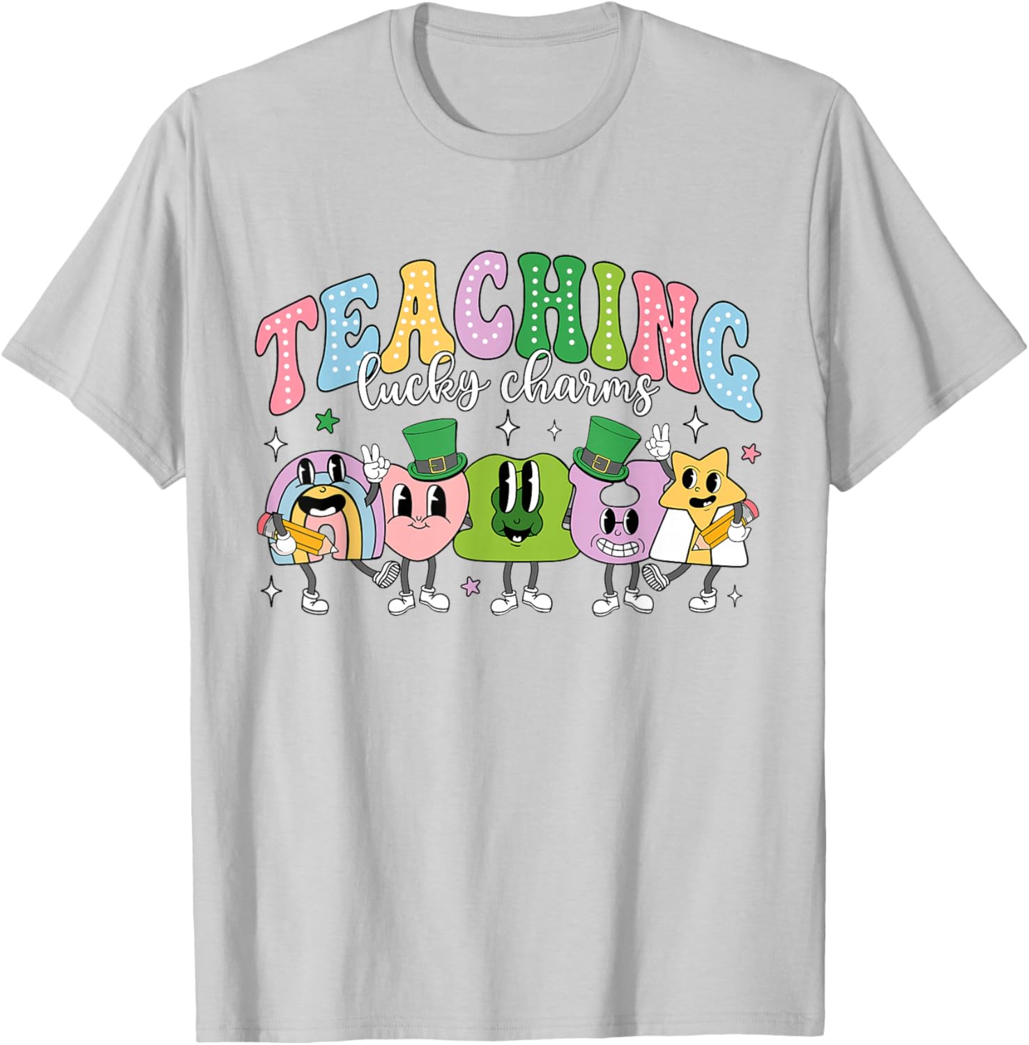 Funny Retro St Patricks Day T-Shirt for Teachers with Lucky Charms Design - 23