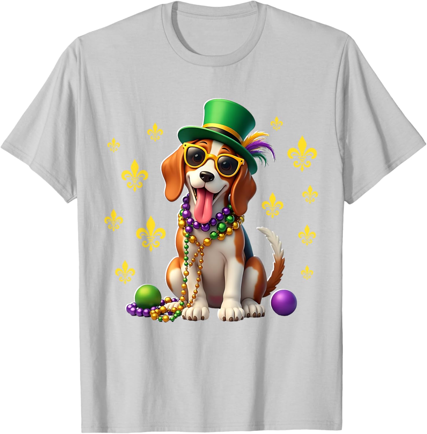 Beagle Mardi Gras Costume T-Shirt for Carnival Fun and Festivities - 8