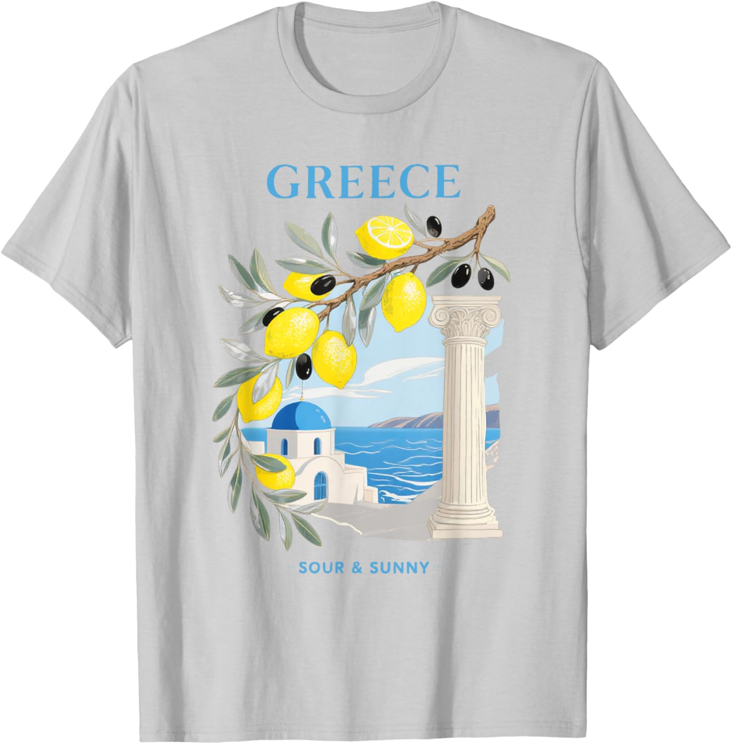 Greek Island Lemon Vibes Olive Branch T-Shirt for Travel Lovers - 2