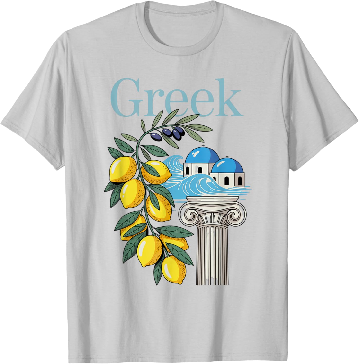 Greek Culture T-Shirt Featuring Lemons and Iconic Architecture Souvenir - 16
