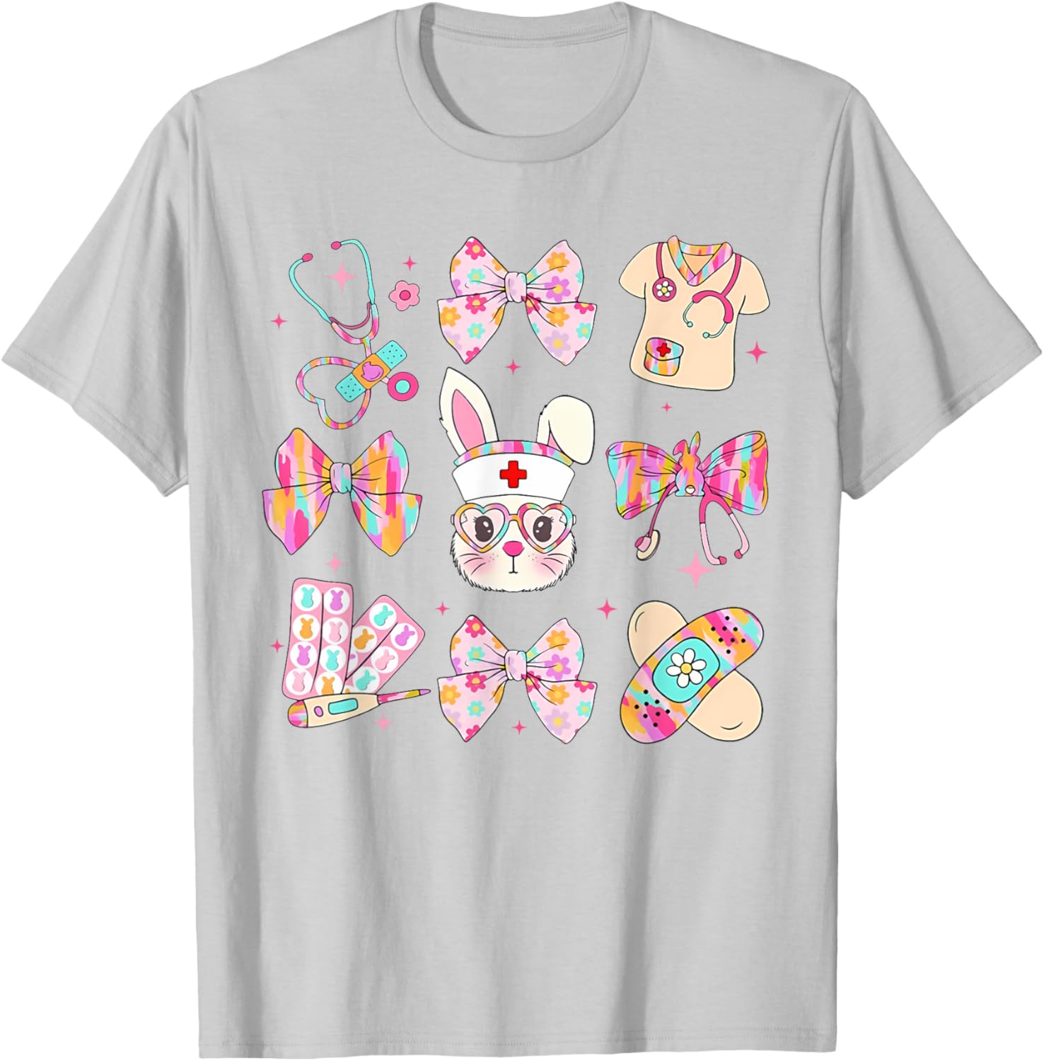 Easter Bunny T-Shirt for Nurses with Coquette Bow - Happy Easter Style - 22