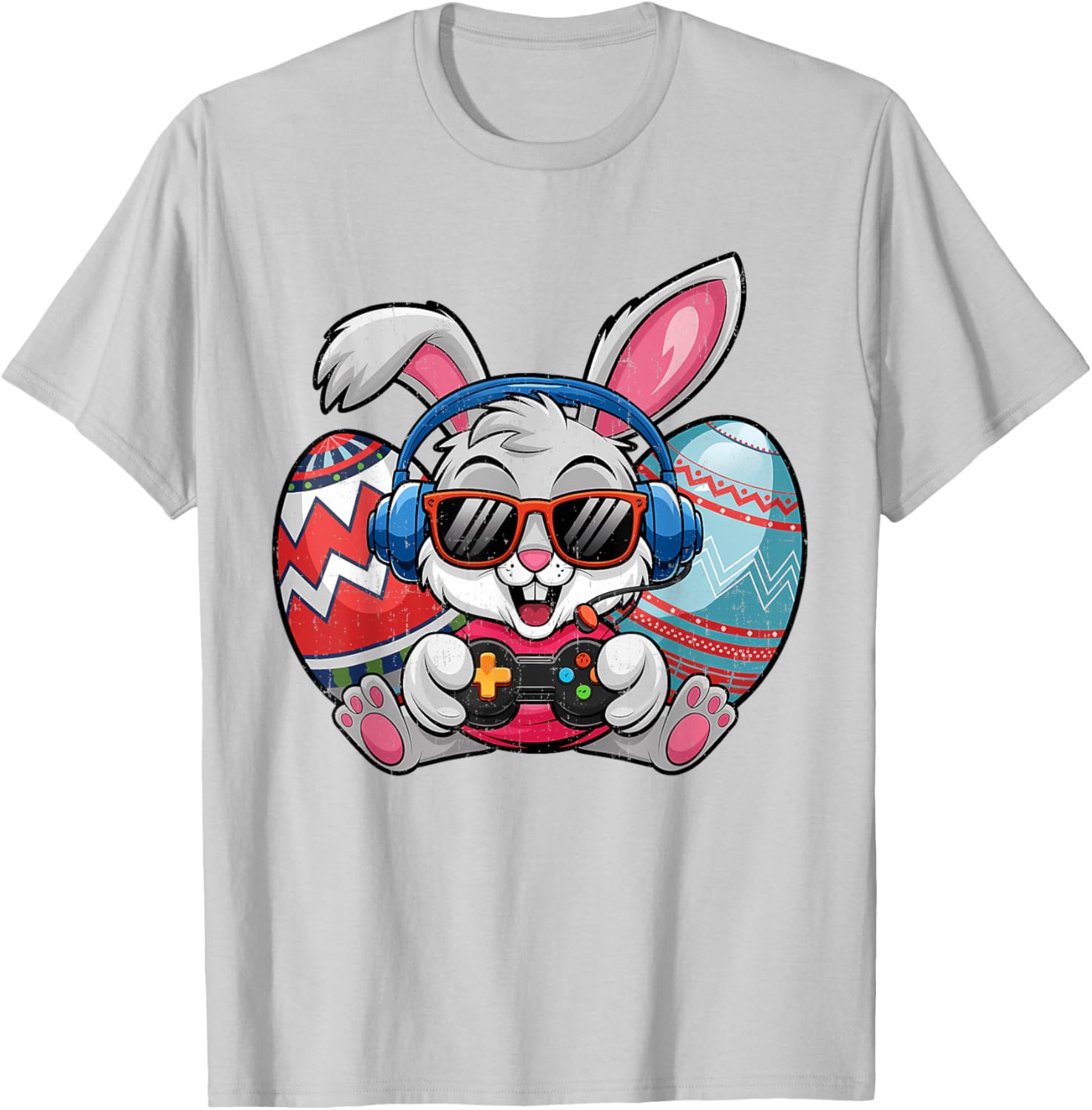 Cute Easter Bunny Playing Video Game Kids T-Shirt for Boys - 20