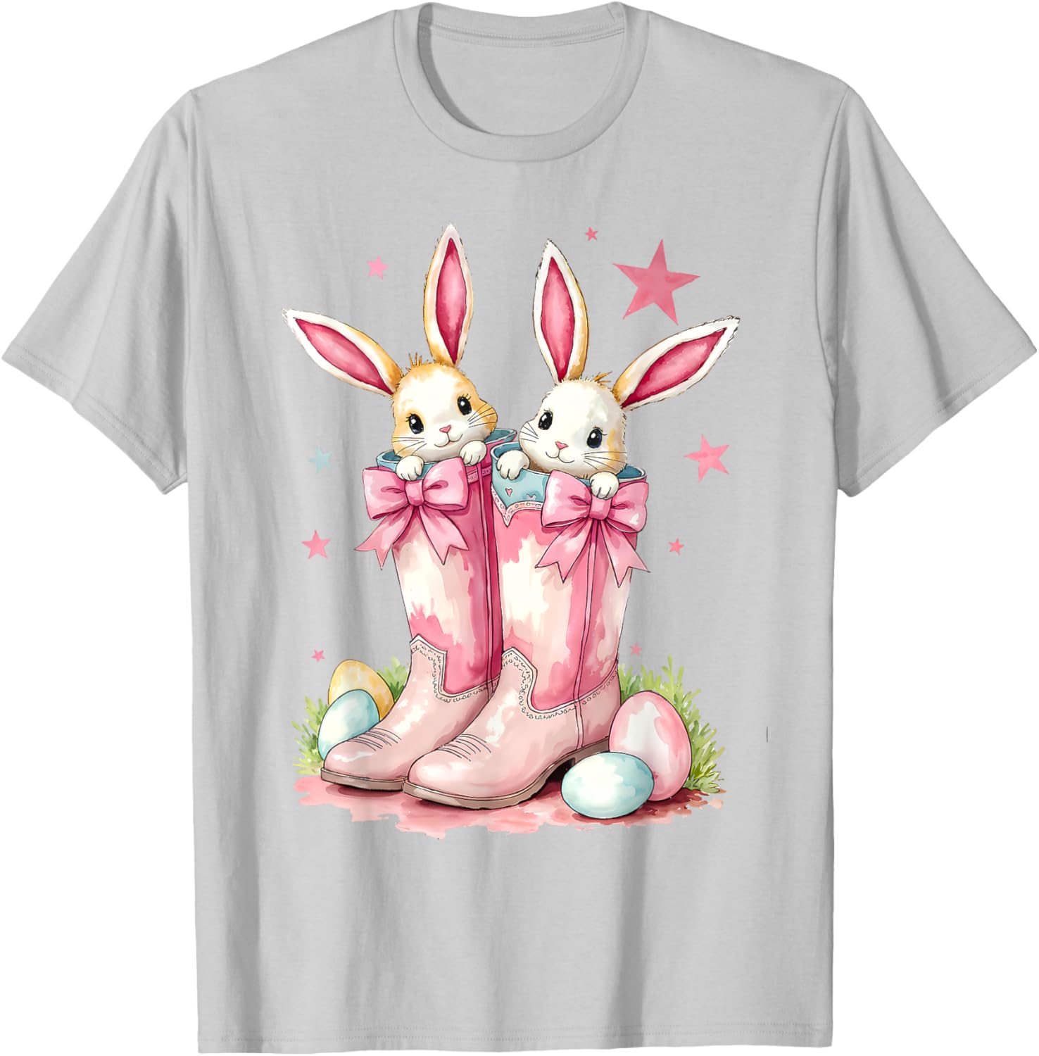Howdy Easter Bunny Cowboy Boots T-Shirt for Women and Girls - 6