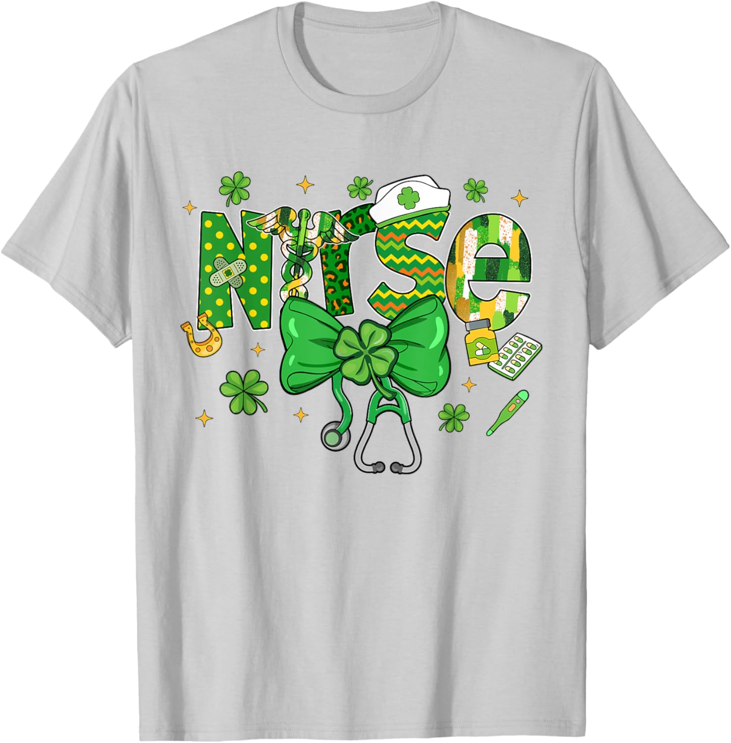 Irish Nurse Stethoscope St Patrick's Day T-Shirt for Healthcare Heroes - 13