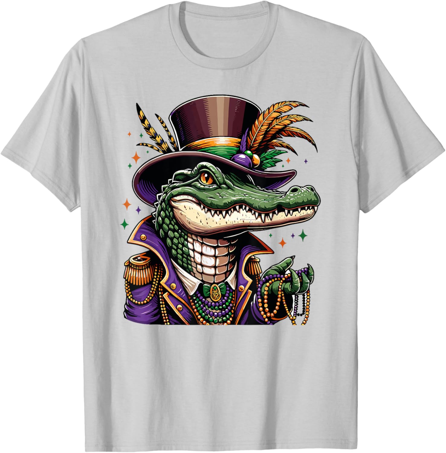Mardigator Mardi Gras Alligator T-Shirt for Fun Men and Women - 8