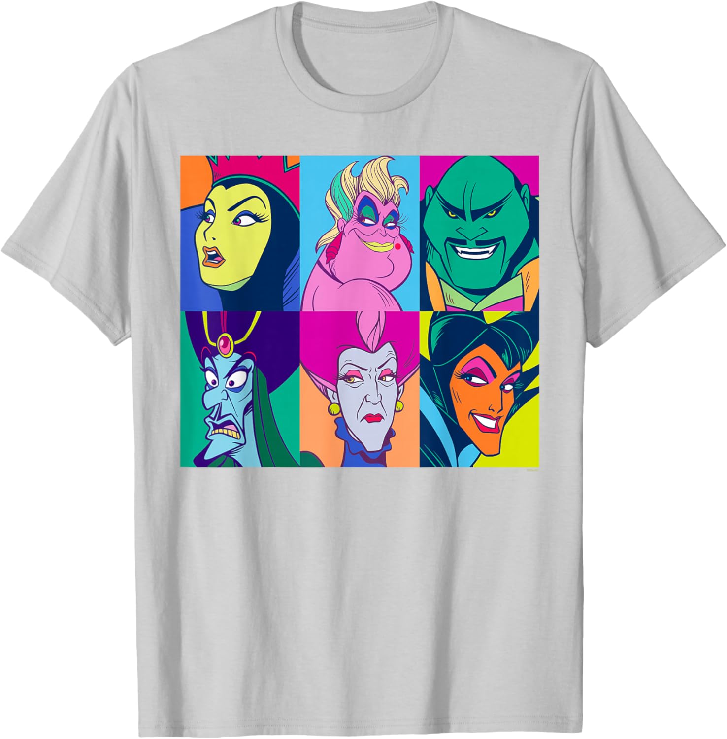 Disney Villains Retro Color Grid T-Shirt for Fans of Classic Characters - 4