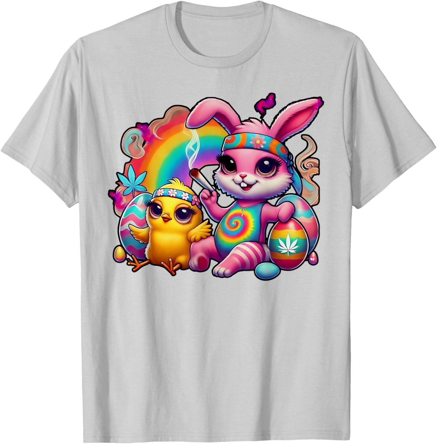 Stoned Easter Bunny Chick T-Shirt for Cannabis Lovers and Fun Celebrations - 15