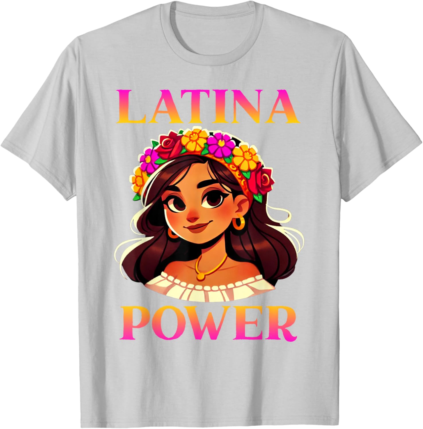 Latina Power Floral Headband T-Shirt for Proud Mexican Women - 18