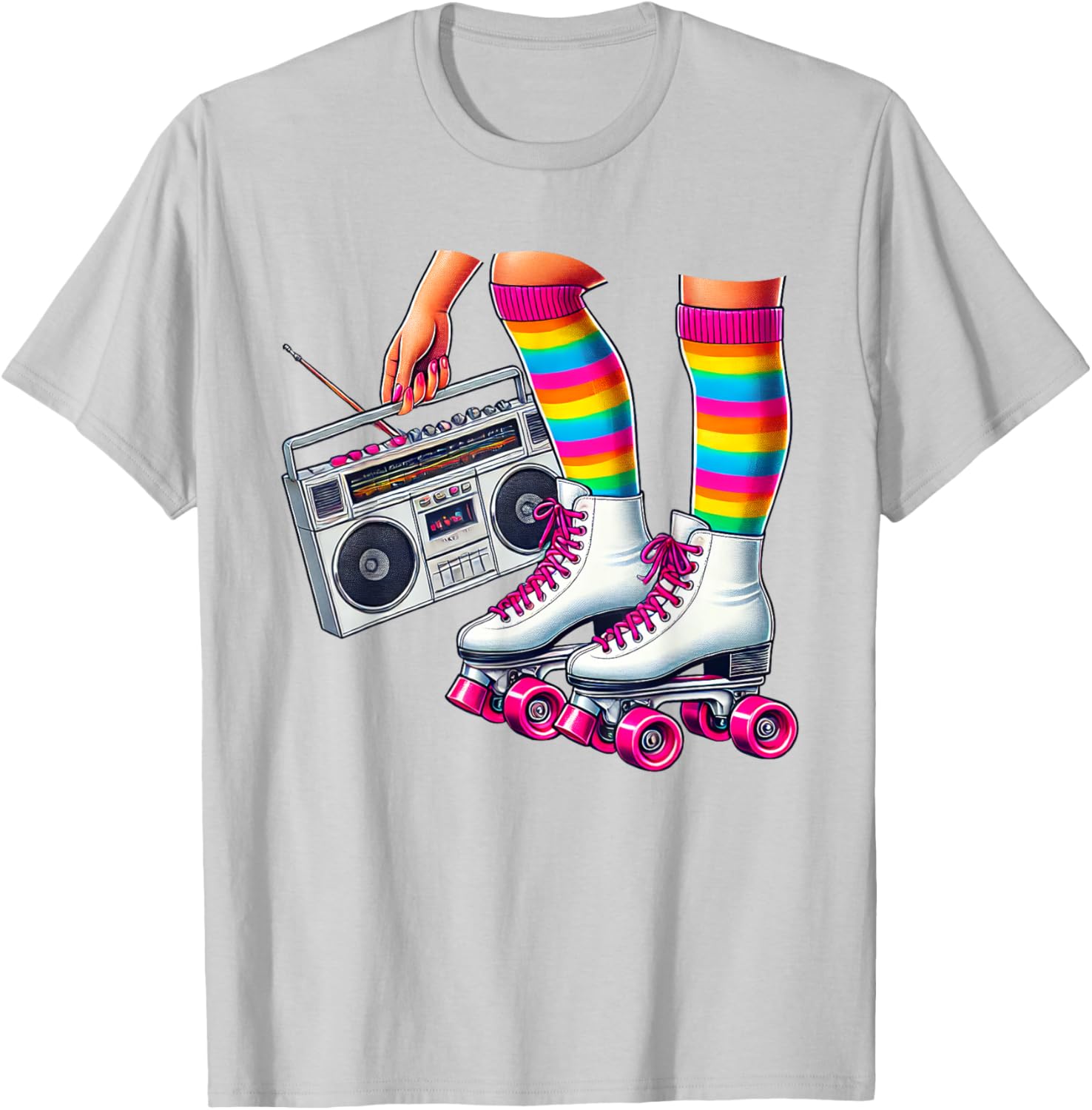 Funny 80s Roller Disco Skating Girl T-Shirt for Retro Fans - 17