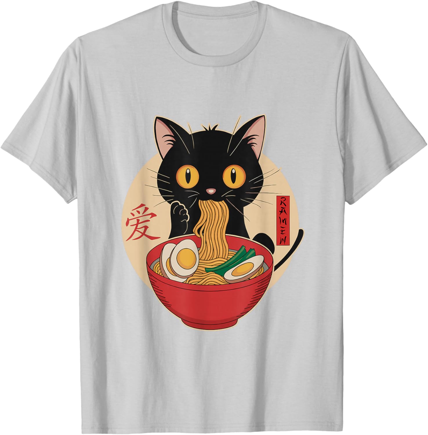 Cute Cat Eating Ramen Noodles Kawaii Anime T-Shirt for Cat Lovers - 21