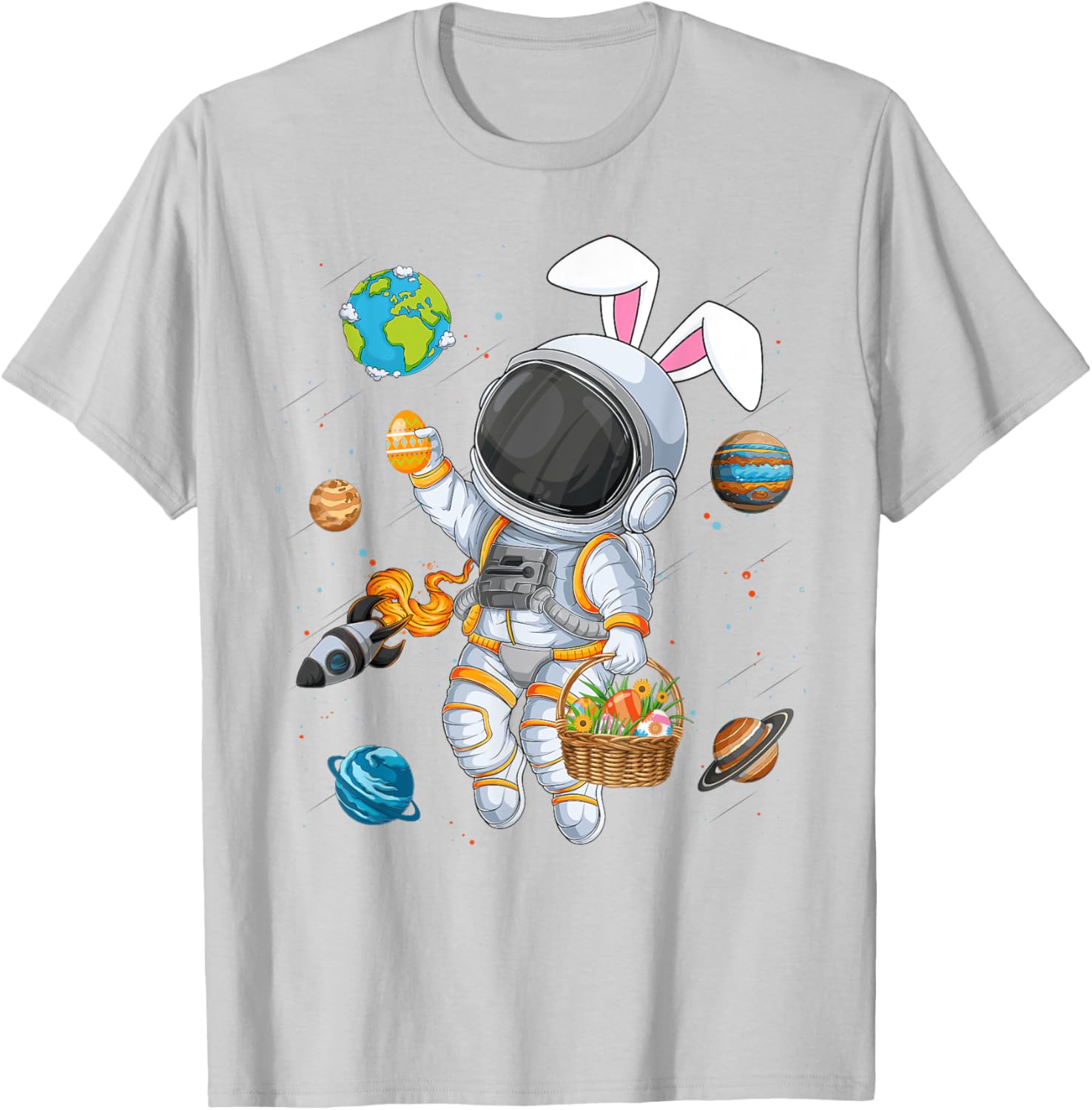 Funny Astronaut Bunny Ears Easter T-Shirt for Boys and Kids - 19