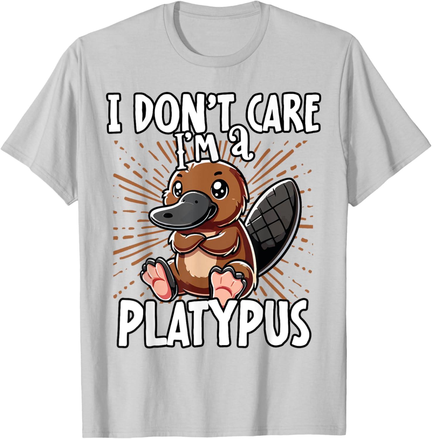 Cute Platypus T-Shirt I Don't Care Fun Animal Apparel for All Ages - 8
