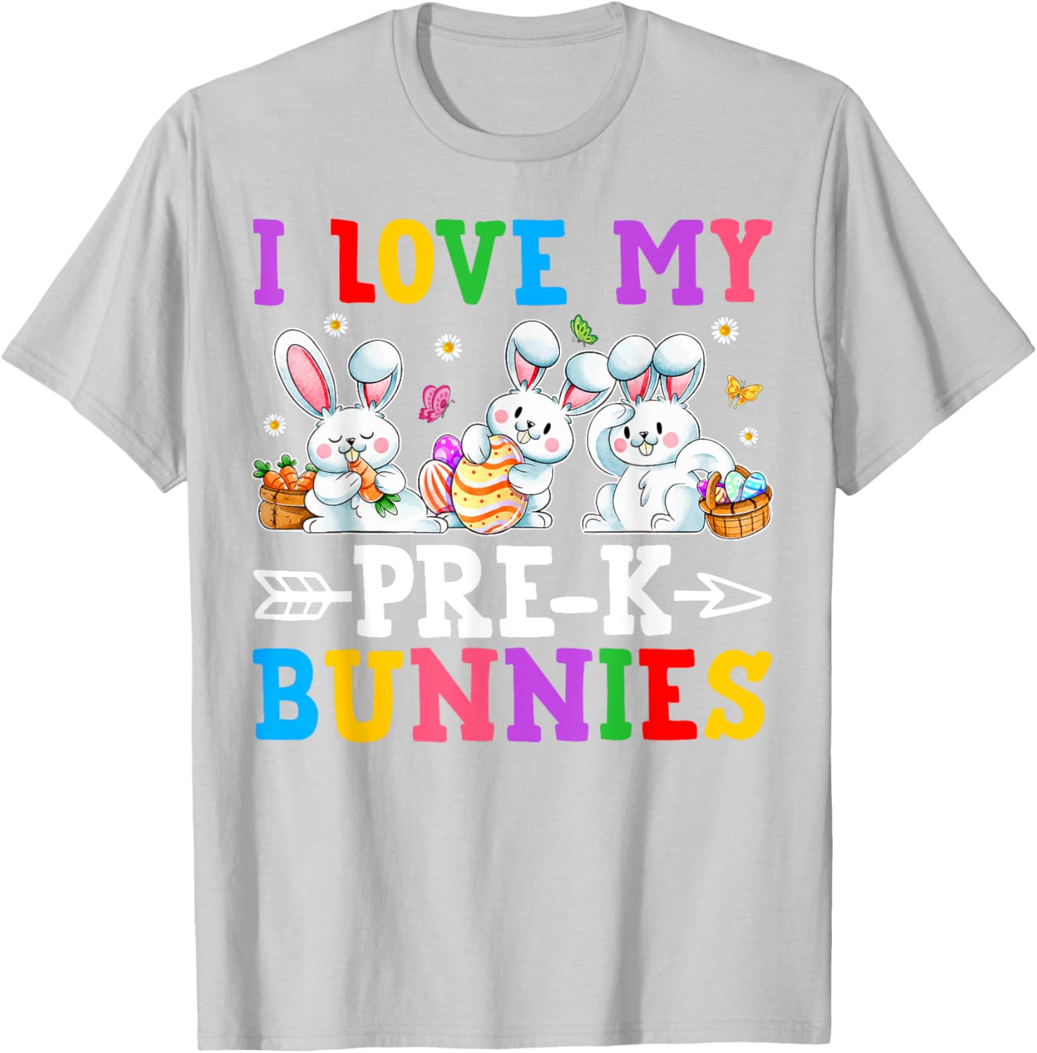 Funny I Love My Pre-K Bunnies T-Shirt for Preschool Teachers Easter Fun - 18