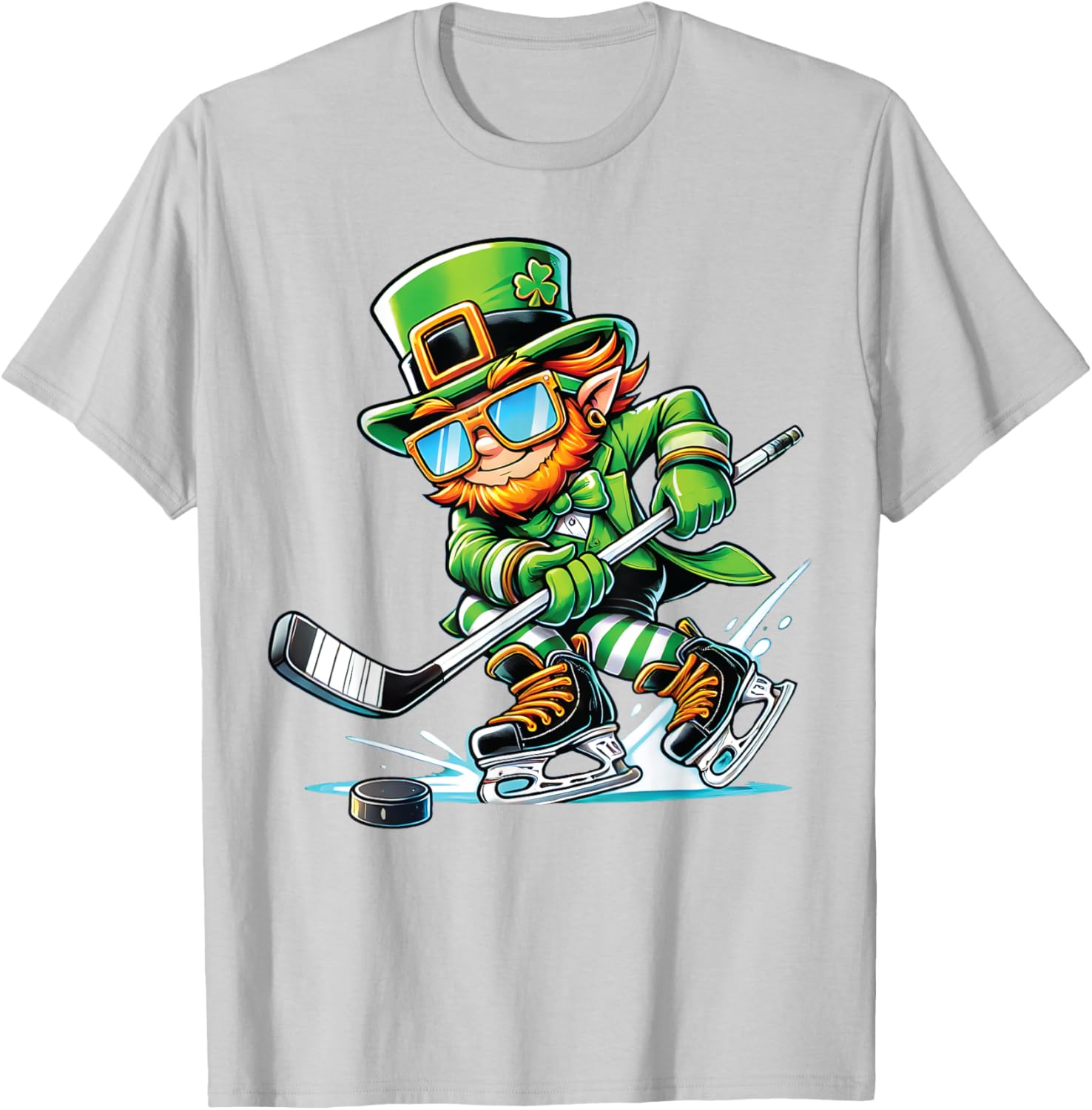 Leprechaun Ice Hockey T-Shirt Perfect for St Patrick's Day Fun - 29