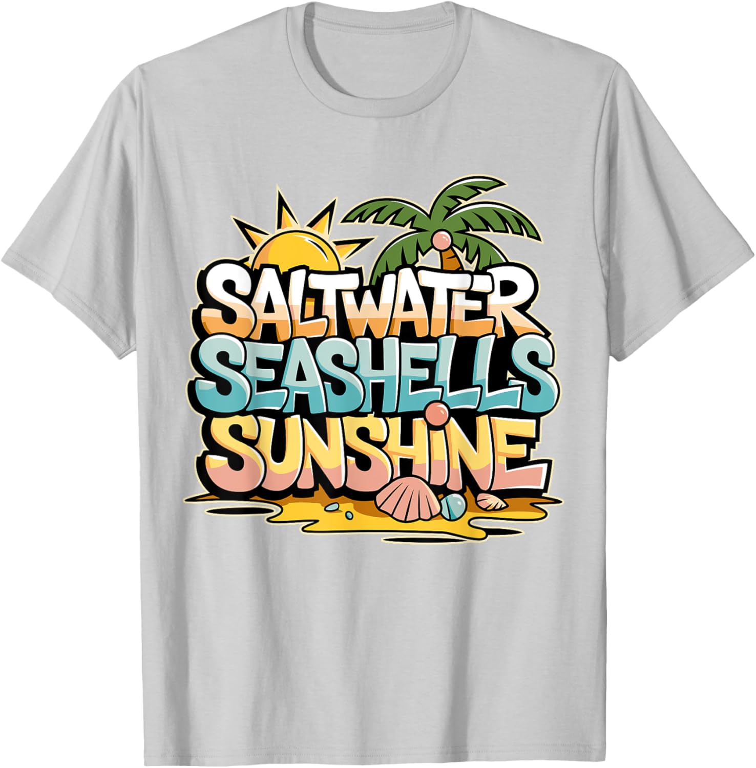 Funny Beach T-Shirt with Saltwater Seashells for Cruise Gifts - 28