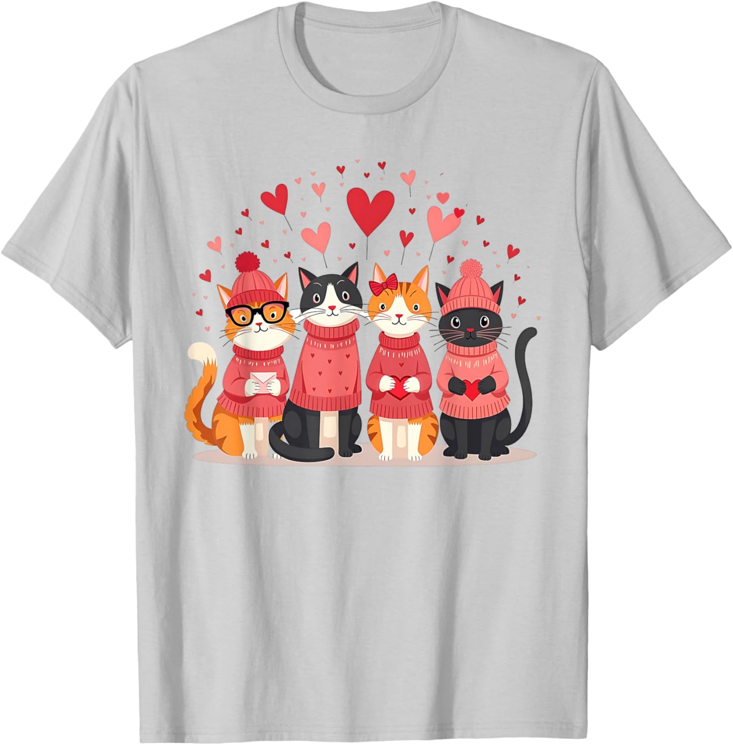 Happy Valentine Day Cat T-Shirt for Women and Girls - Perfect for Cat Lovers - 1