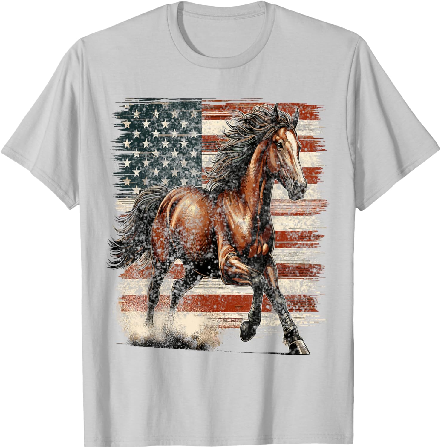 Patriotic Horse American Flag T-Shirt Perfect for 4th of July Celebrations - 13