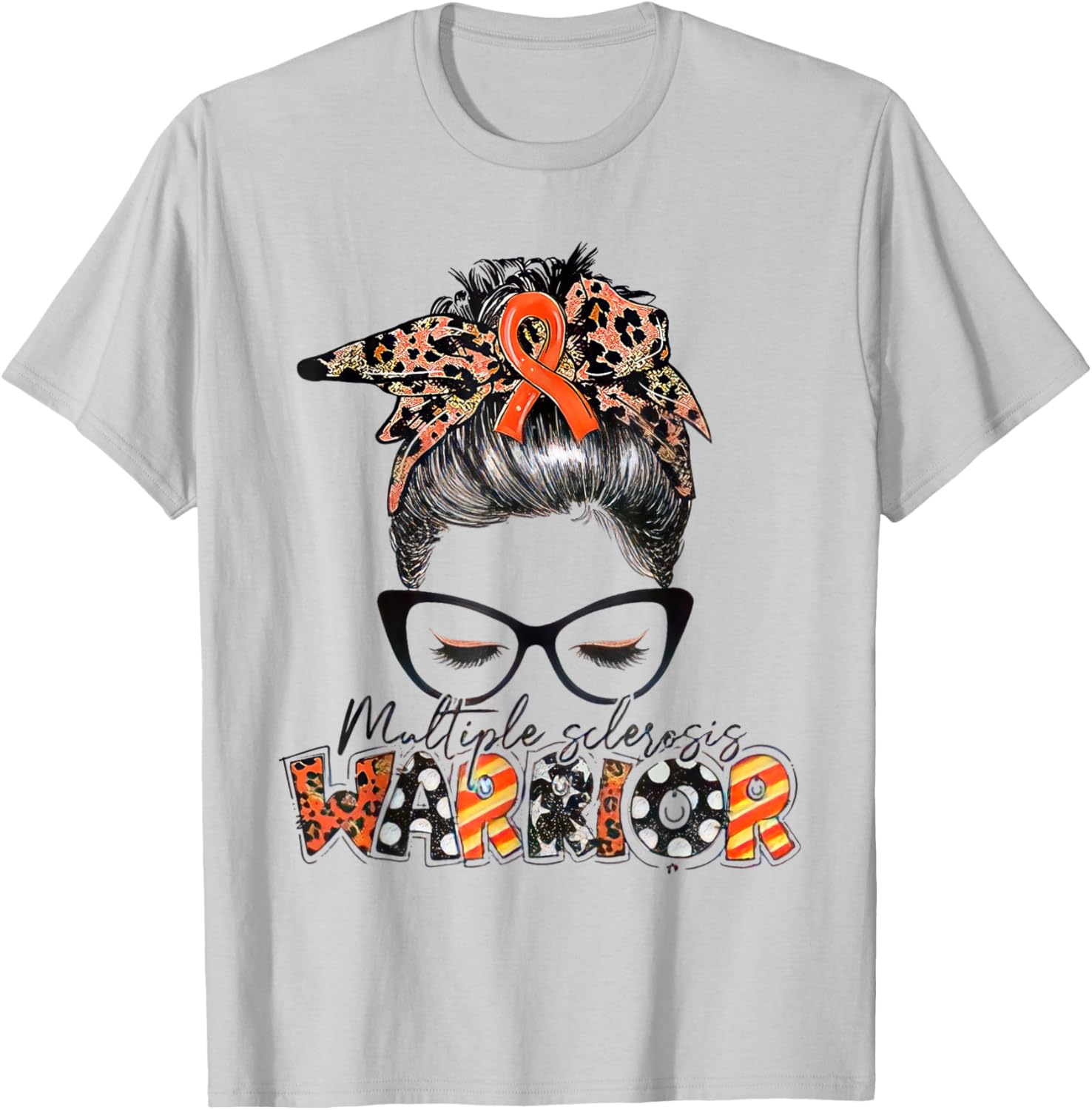 Multiple Sclerosis Warrior Messy Bun T-Shirt - MS Awareness Apparel - 15