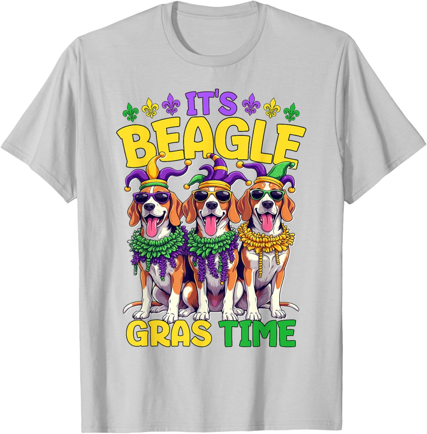 Mardi Gras Beagle Time T-Shirt for Fun Celebrations and Festivities - 1