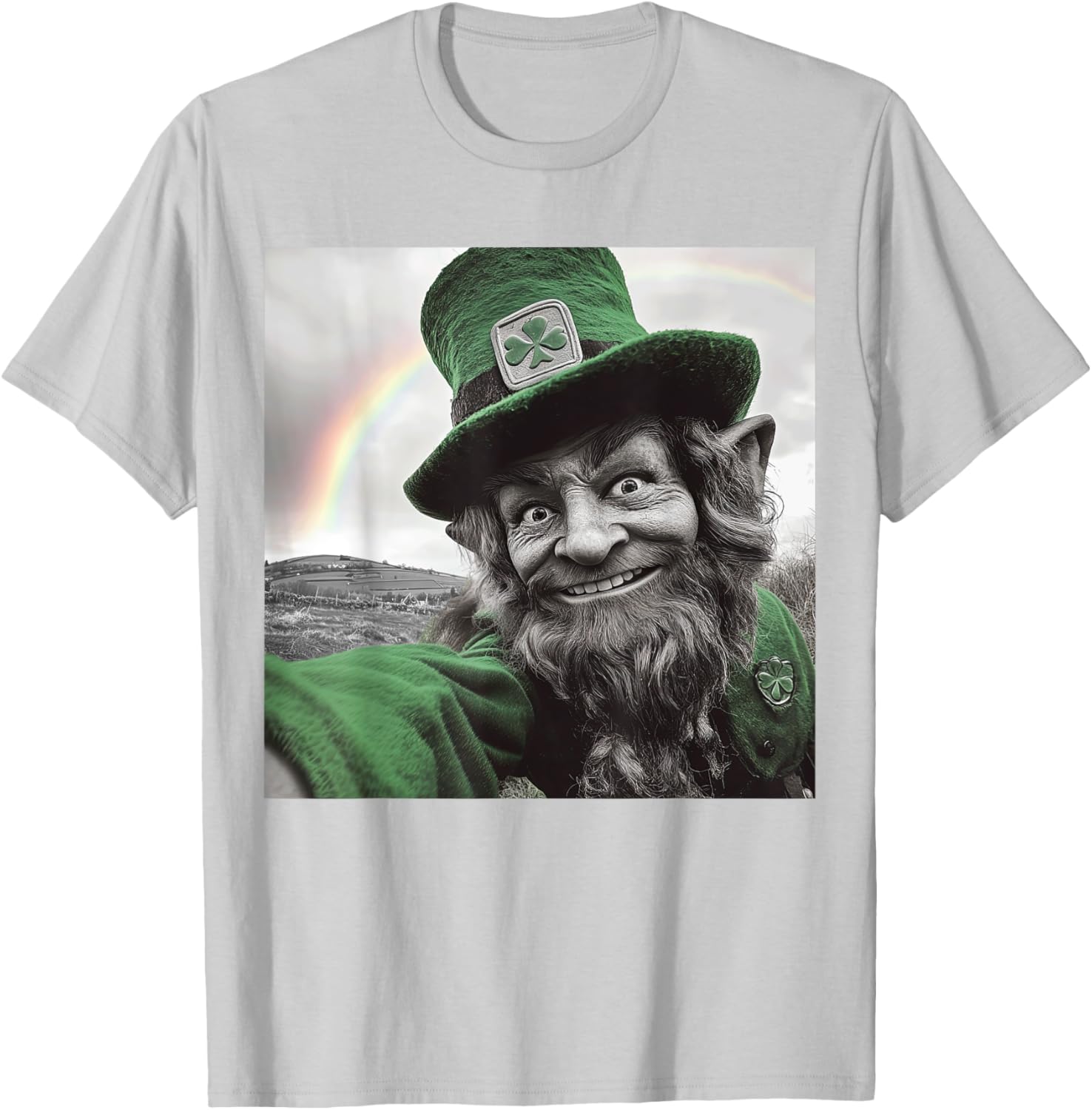 Funny St Patricks Day Rainbow Leprechaun Selfie T-Shirt for Festive Fun - 10
