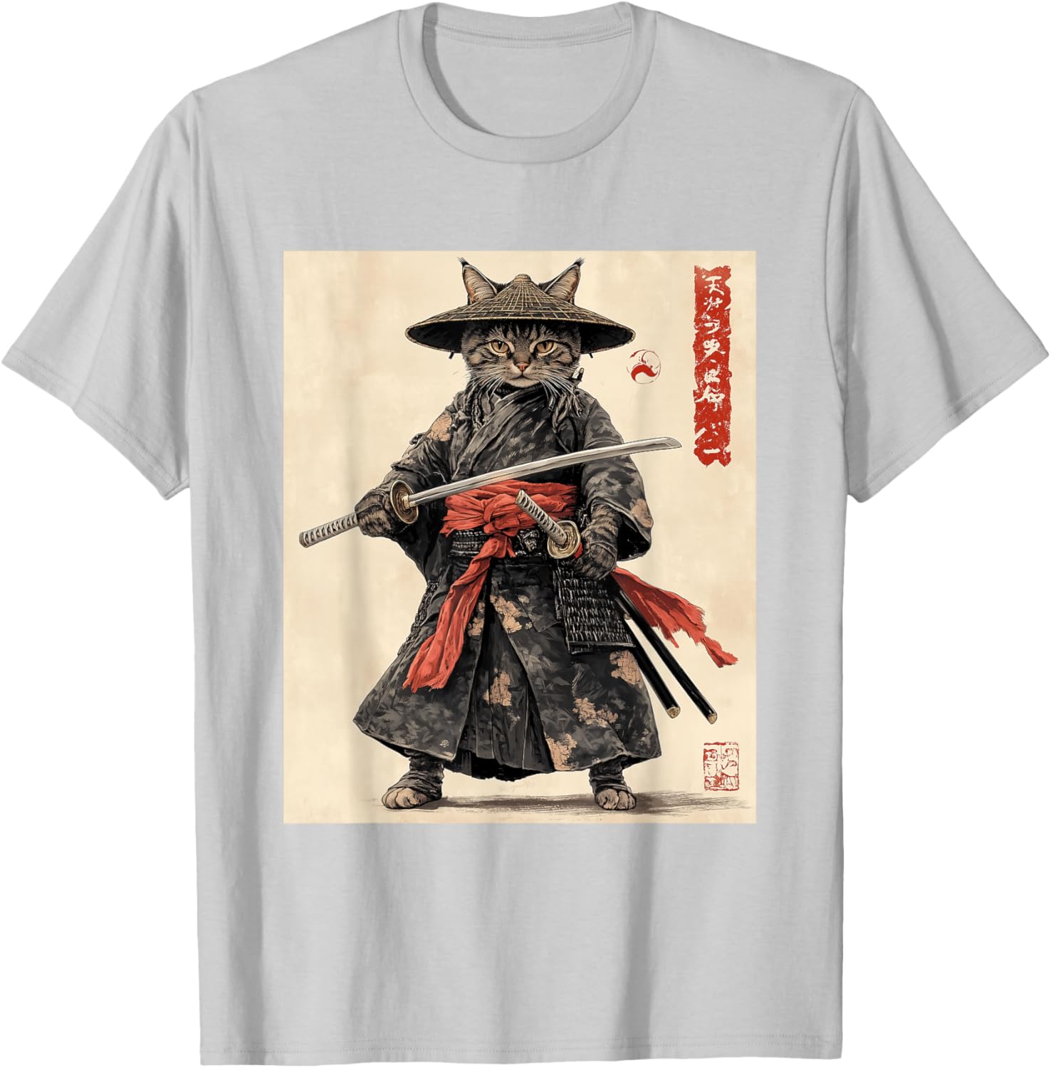 Samurai Cat T-Shirt - Japanese Warrior Graphic Tee for Cat Lovers - 17