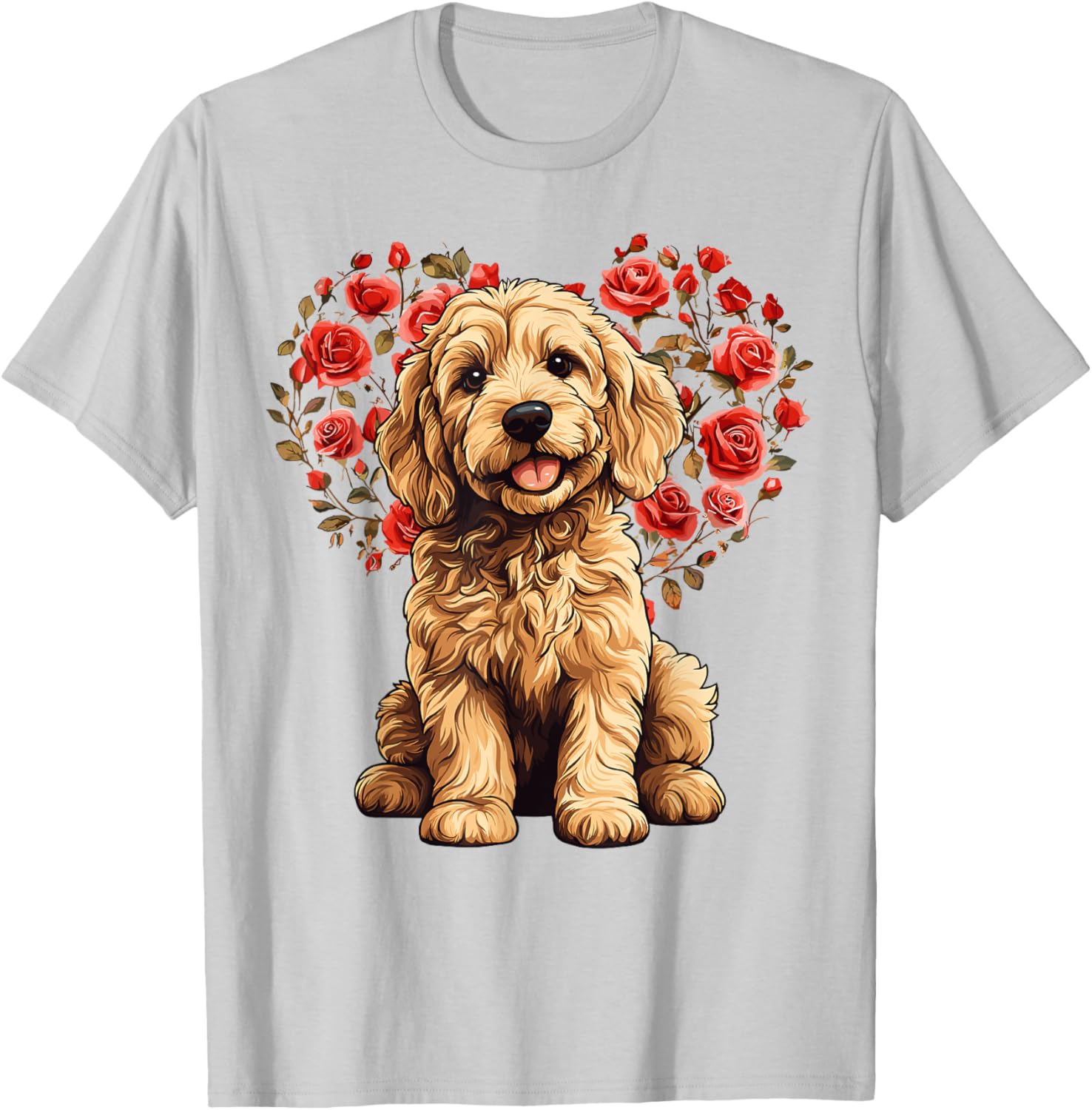 Goldendoodle Valentine’s Day Floral Heart T-Shirt for Dog Lovers - 5