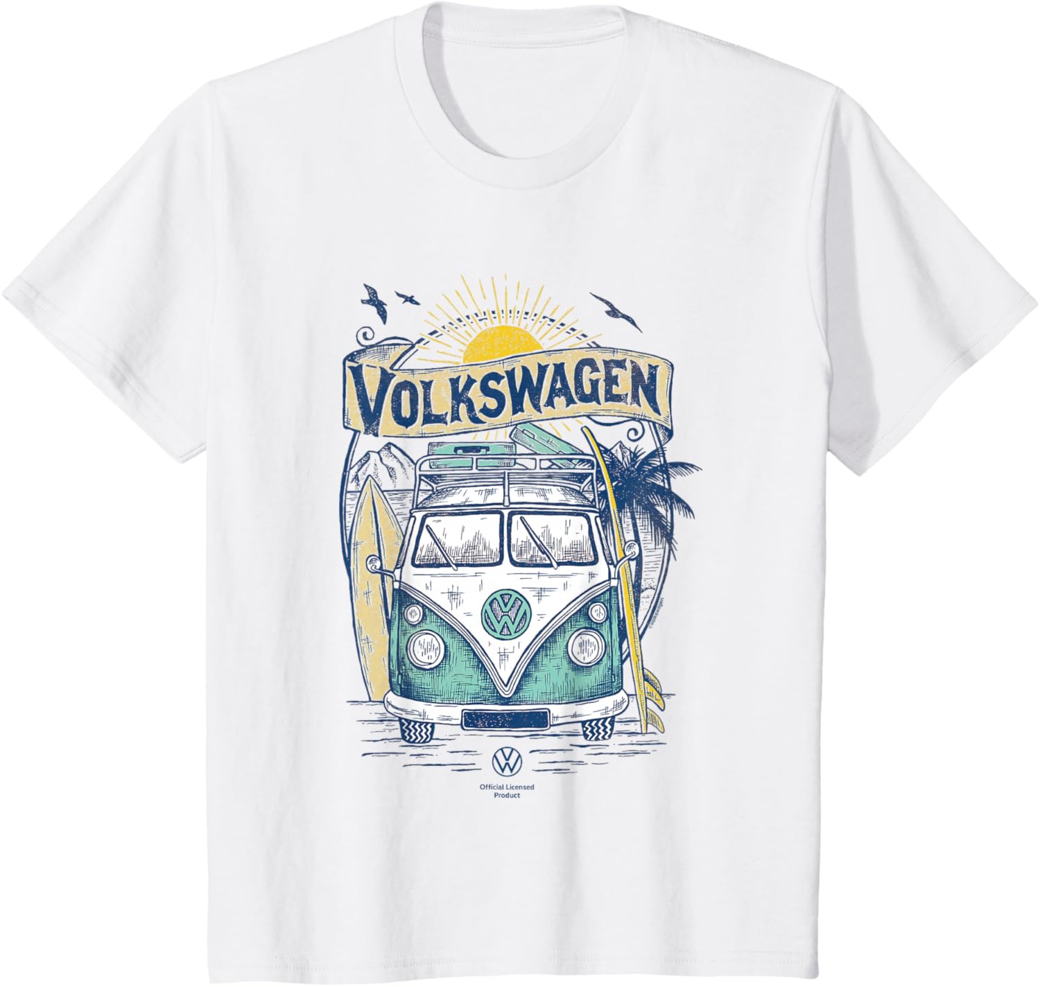 Kids VW Type 2 Surfing Campervan T-Shirt for Fun Summer Adventures - 1