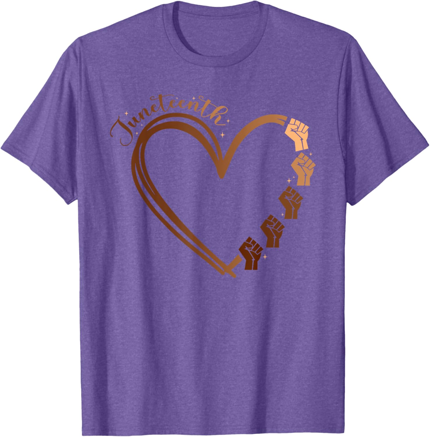 Juneteenth Heart Fist T-Shirt Celebrating Melanin and Black History Month - 4