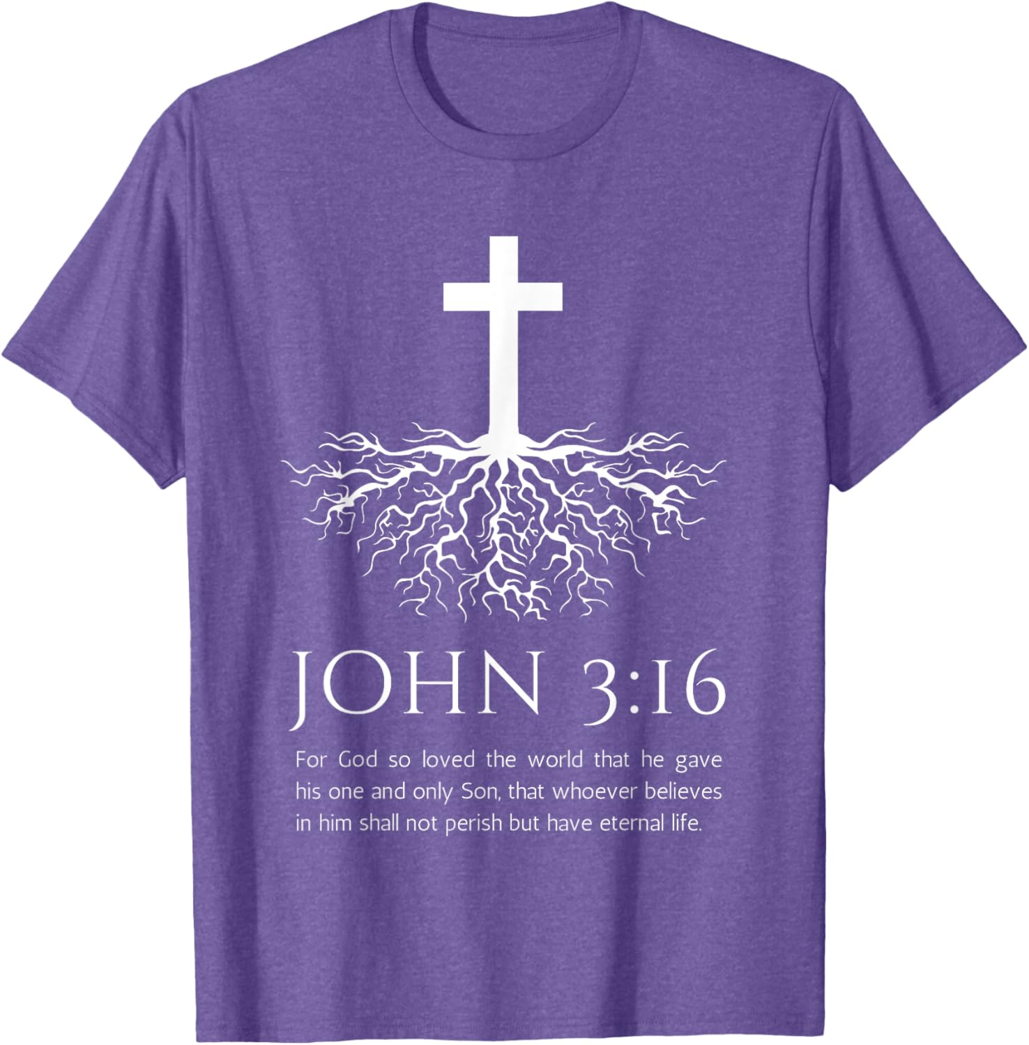 John 3:16 Jesus Cross T-Shirt with Tree Design - Christian Faith Apparel - 9