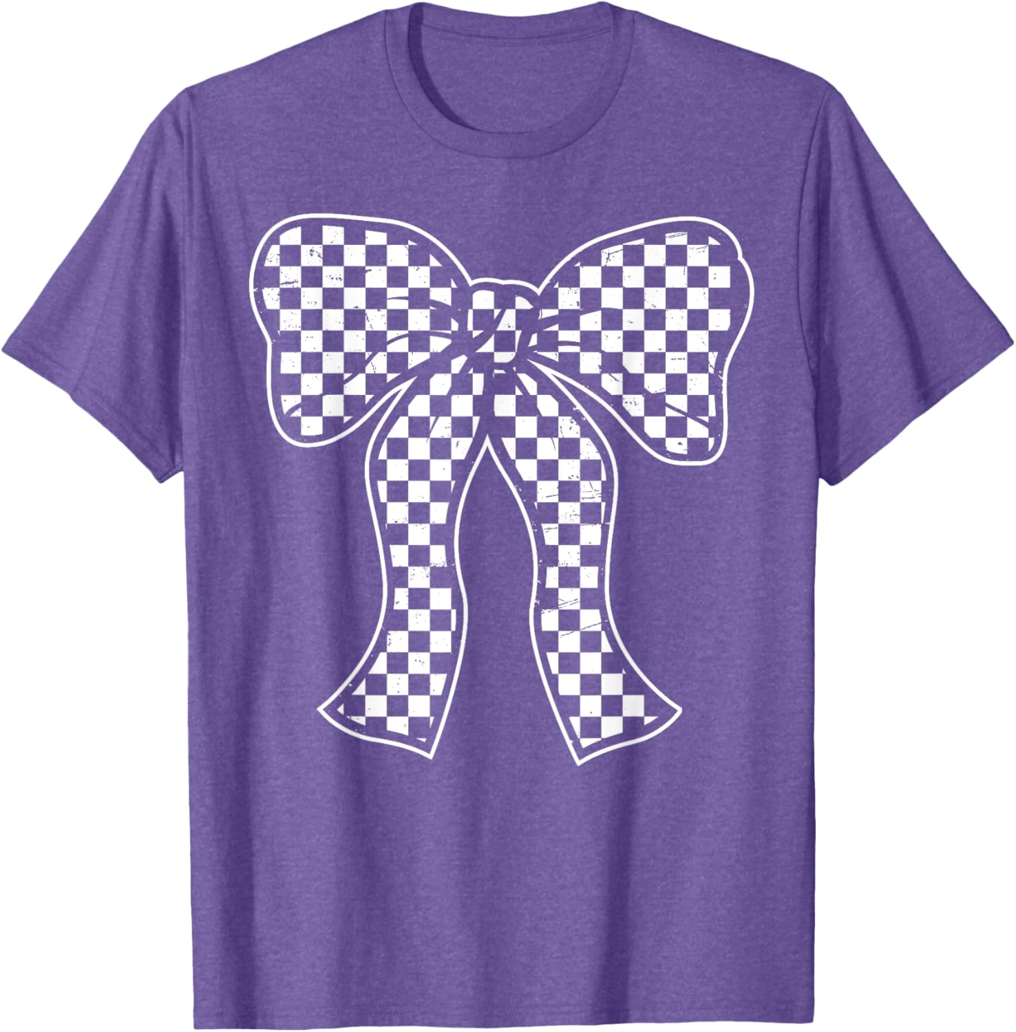 Cute Checkered Bow Flag T-Shirt for Women - Race Car Racing Style - 14
