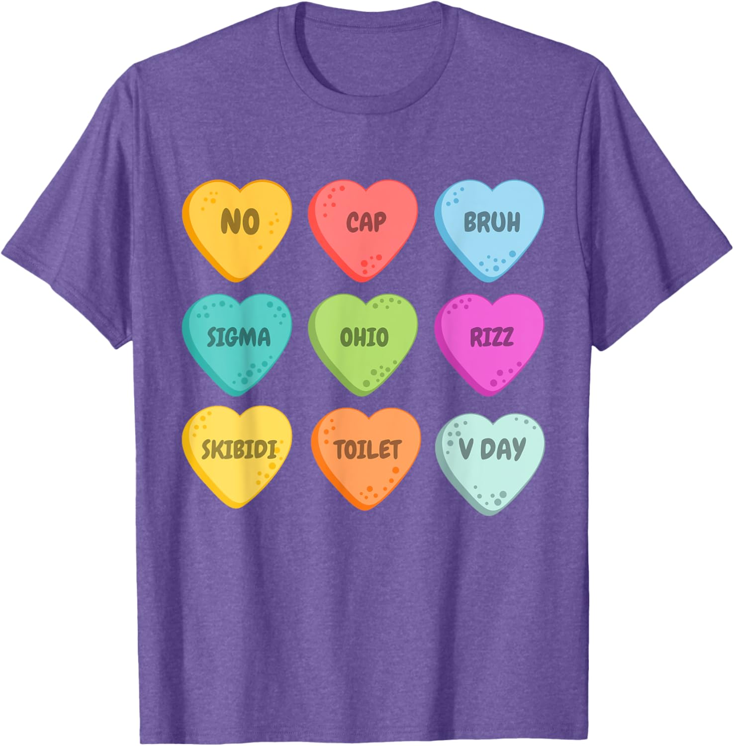 Skibidi Valentine's Day Rizz Candy Heart T-Shirt for Groovy Love Vibes - 6