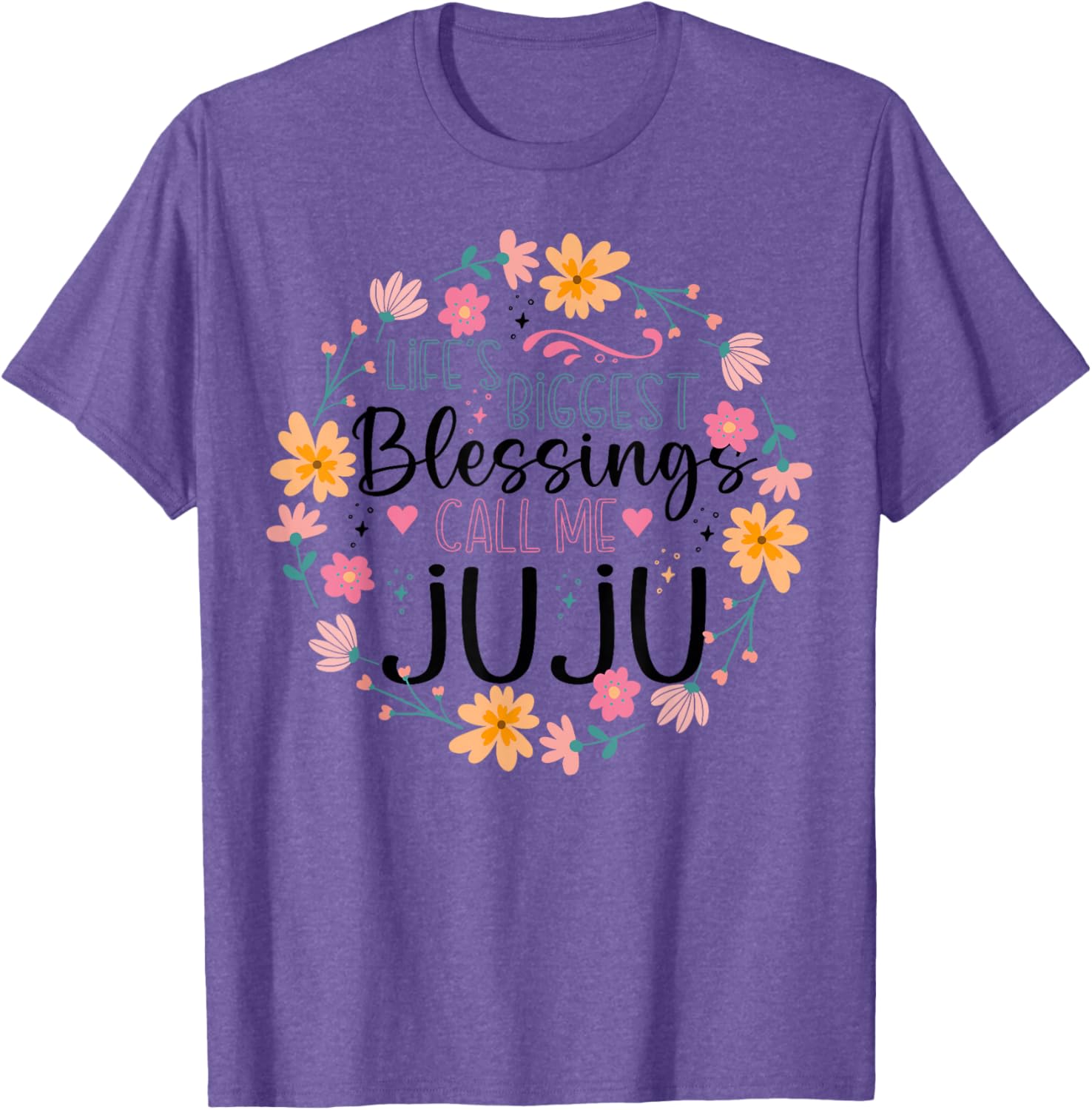 Floral Grandma T-Shirt Life's Greatest Blessings Call Me Juju Gift - 15