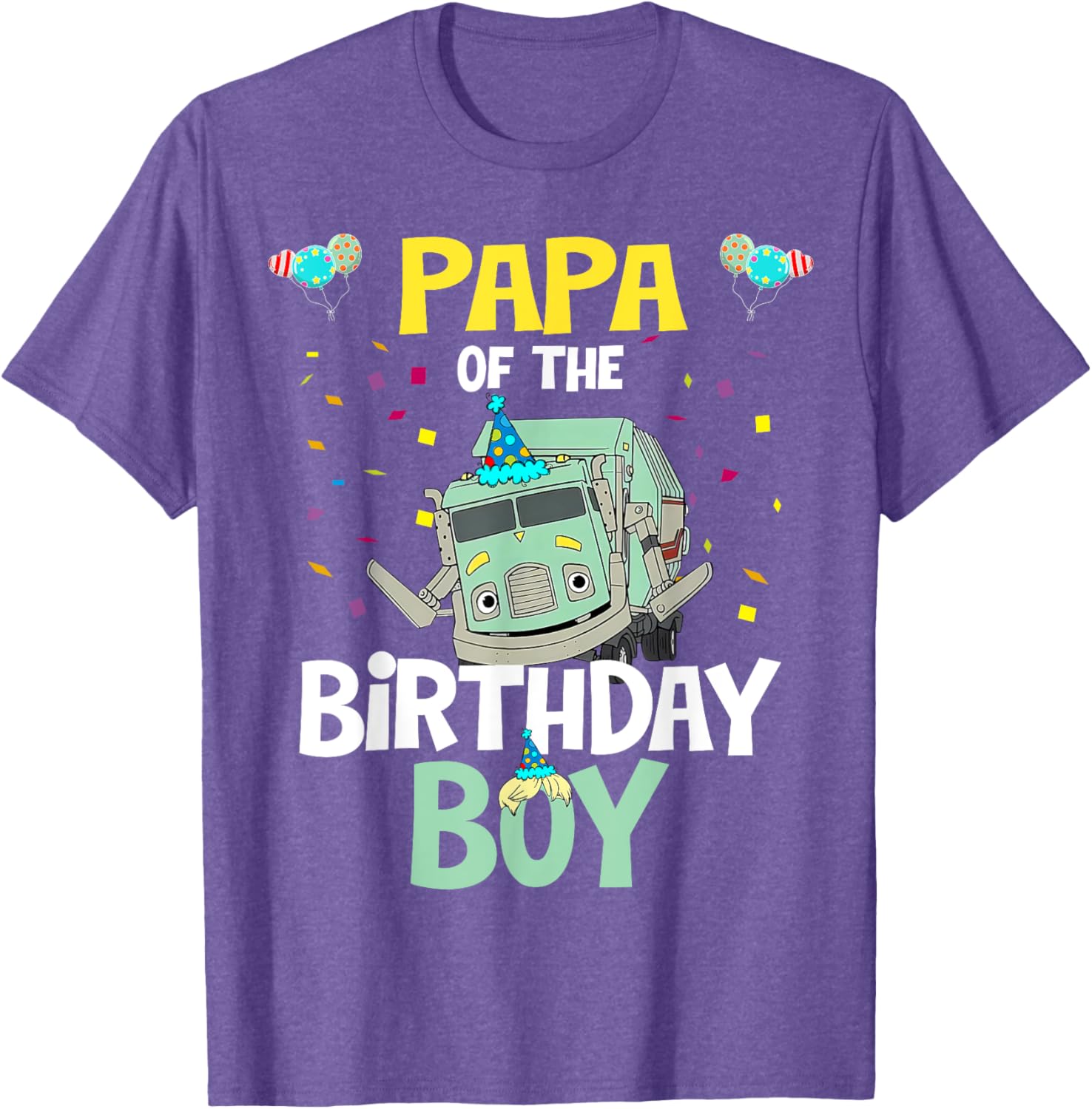 Papa Of The Birthday Boy Garbage Truck Recycling Trash T-Shirt Gift - 16