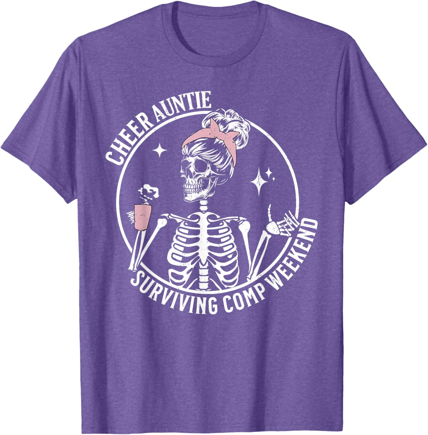 Skeleton Coffee Cheer Auntie T-Shirt for Weekend Fun and Style - 7
