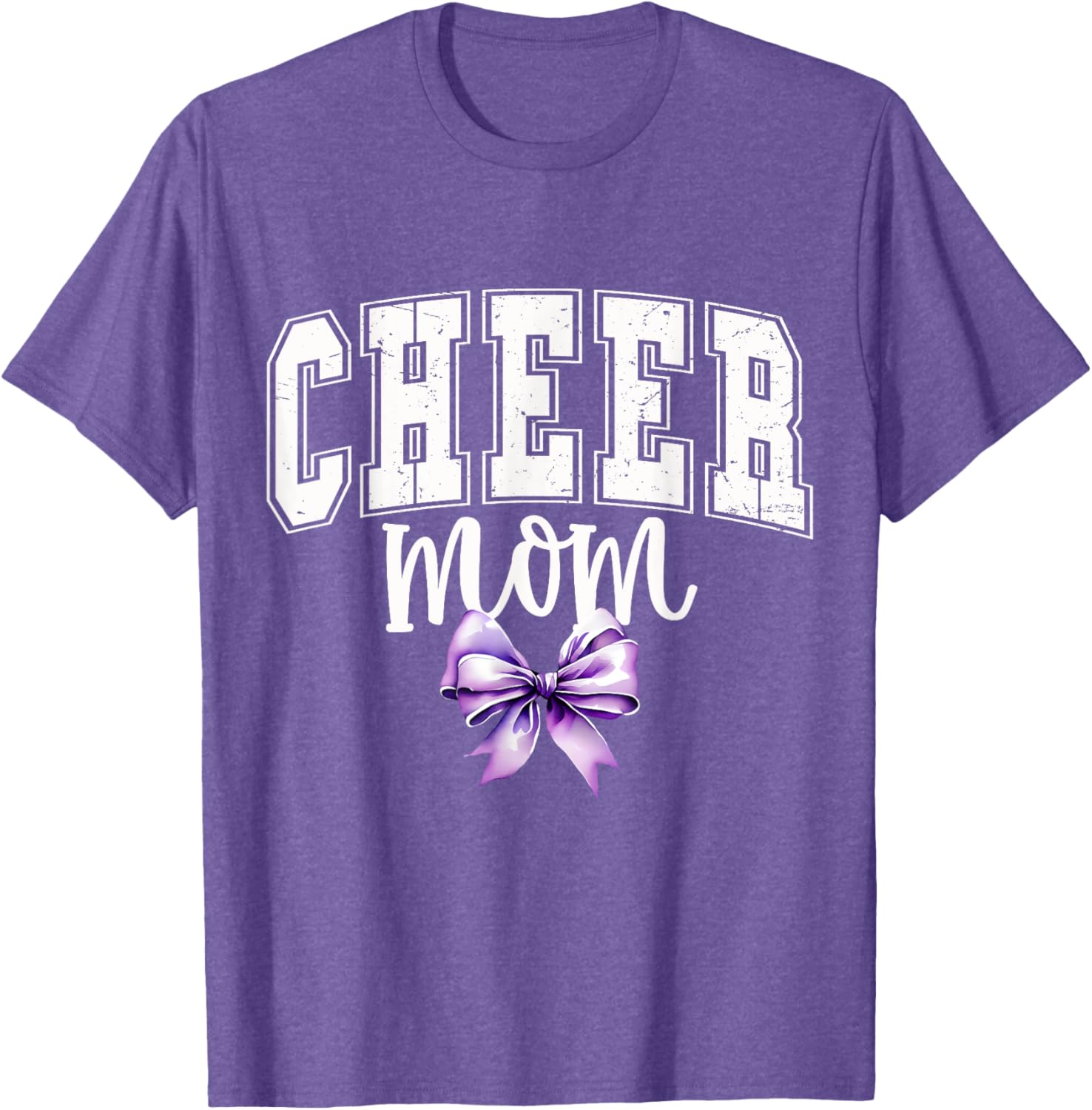 Cheer MOM Coquette Purple Bow Cheerleader T-Shirt for Supportive Moms - 27
