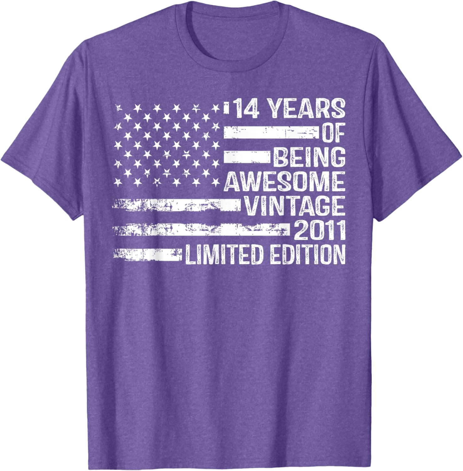 Vintage American Flag T-Shirt for 14th Birthday Celebration - 14 Years Old - 17